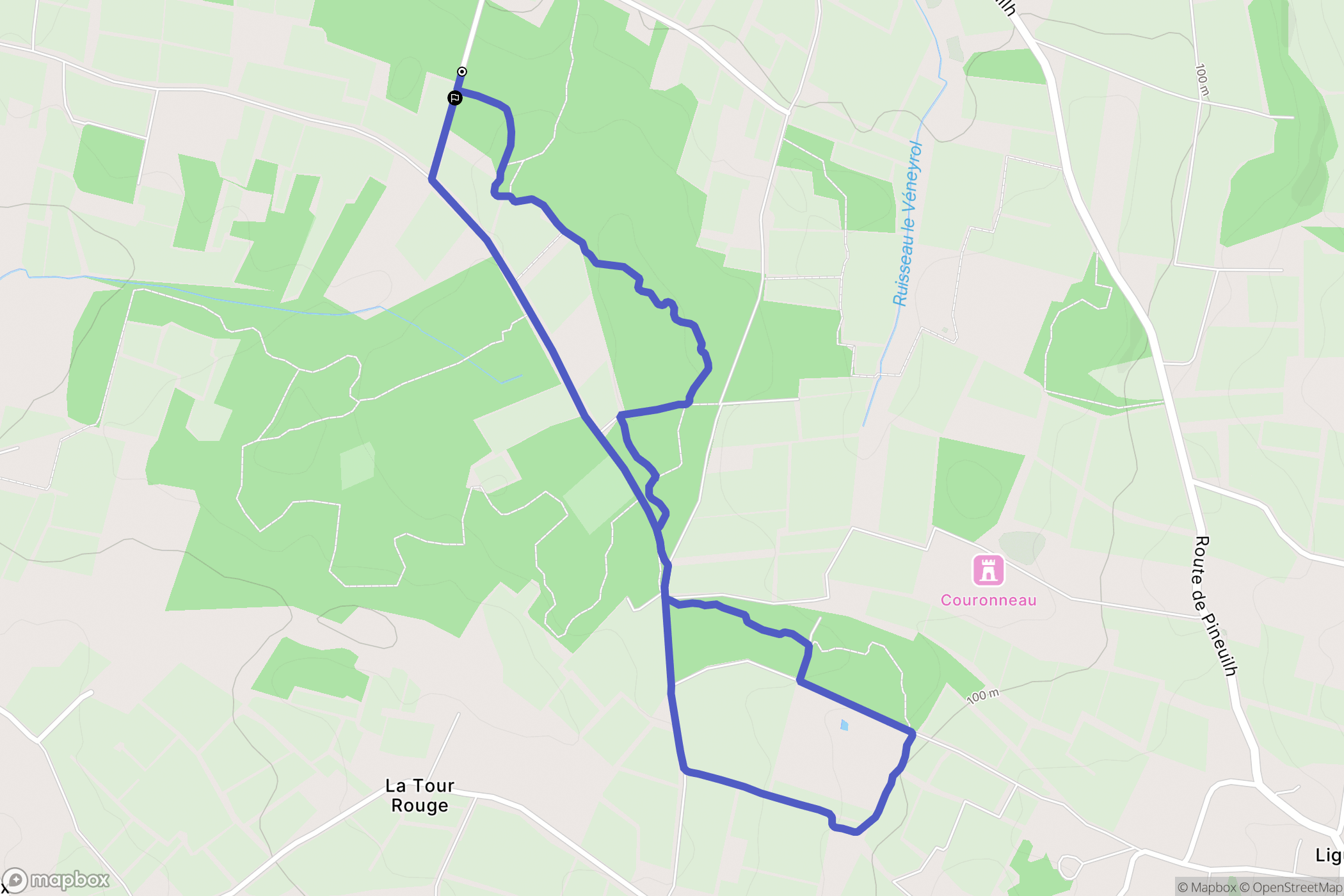 Pineuilh : carte du parcours de randonnée - France