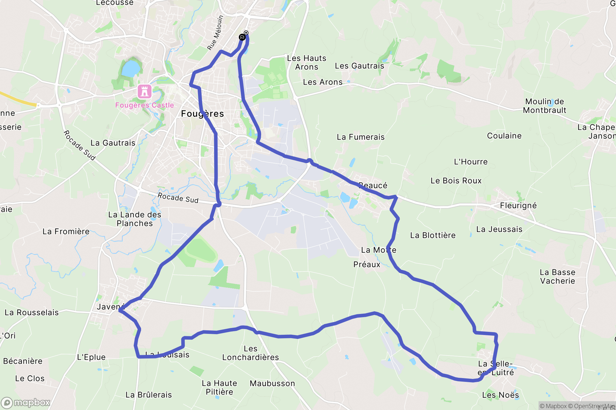 Fougères : carte du parcours de randonnée - France