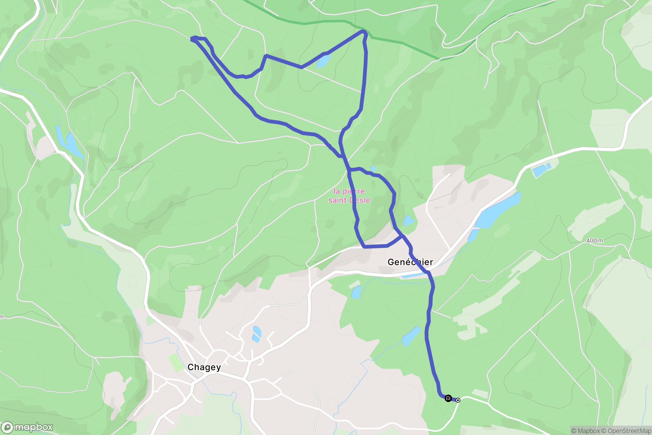 Échenans-sous-Mont-Vaudois : carte du parcours de randonnée - France