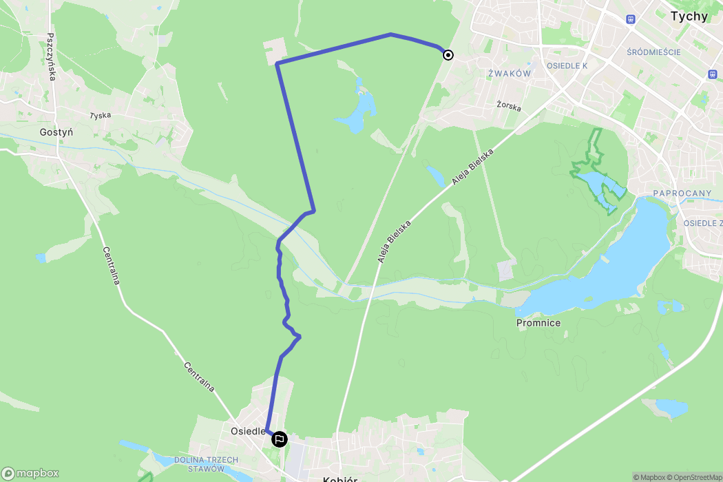 Tychy: mapa trasy - Poland