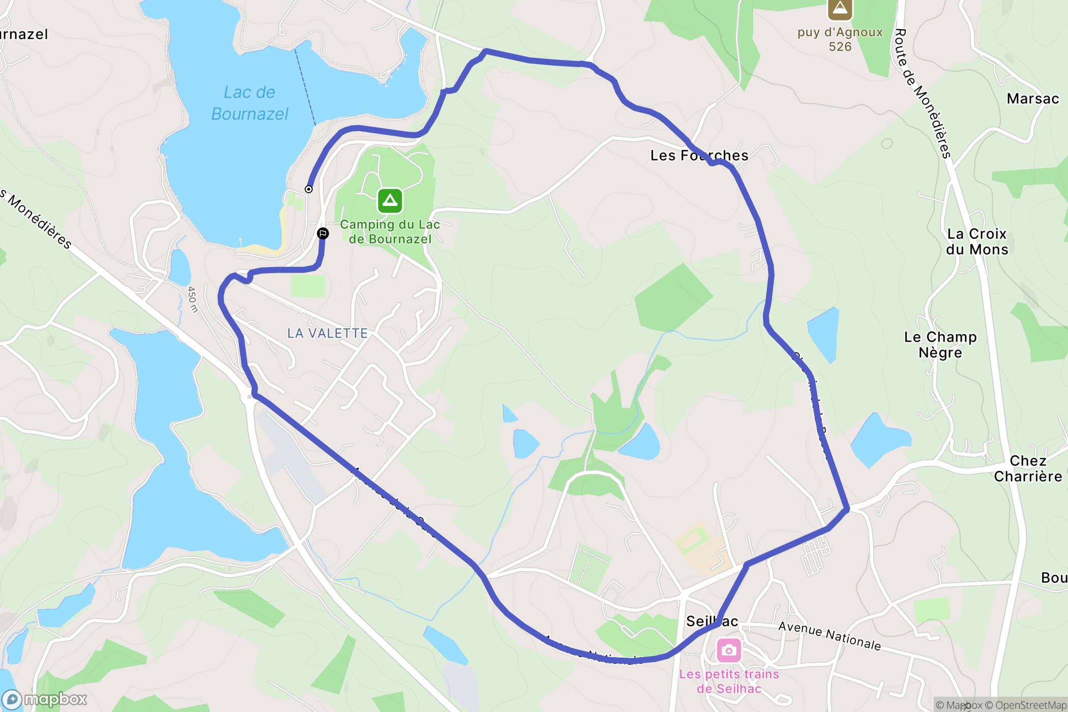 Seilhac : carte du parcours de randonnée - France