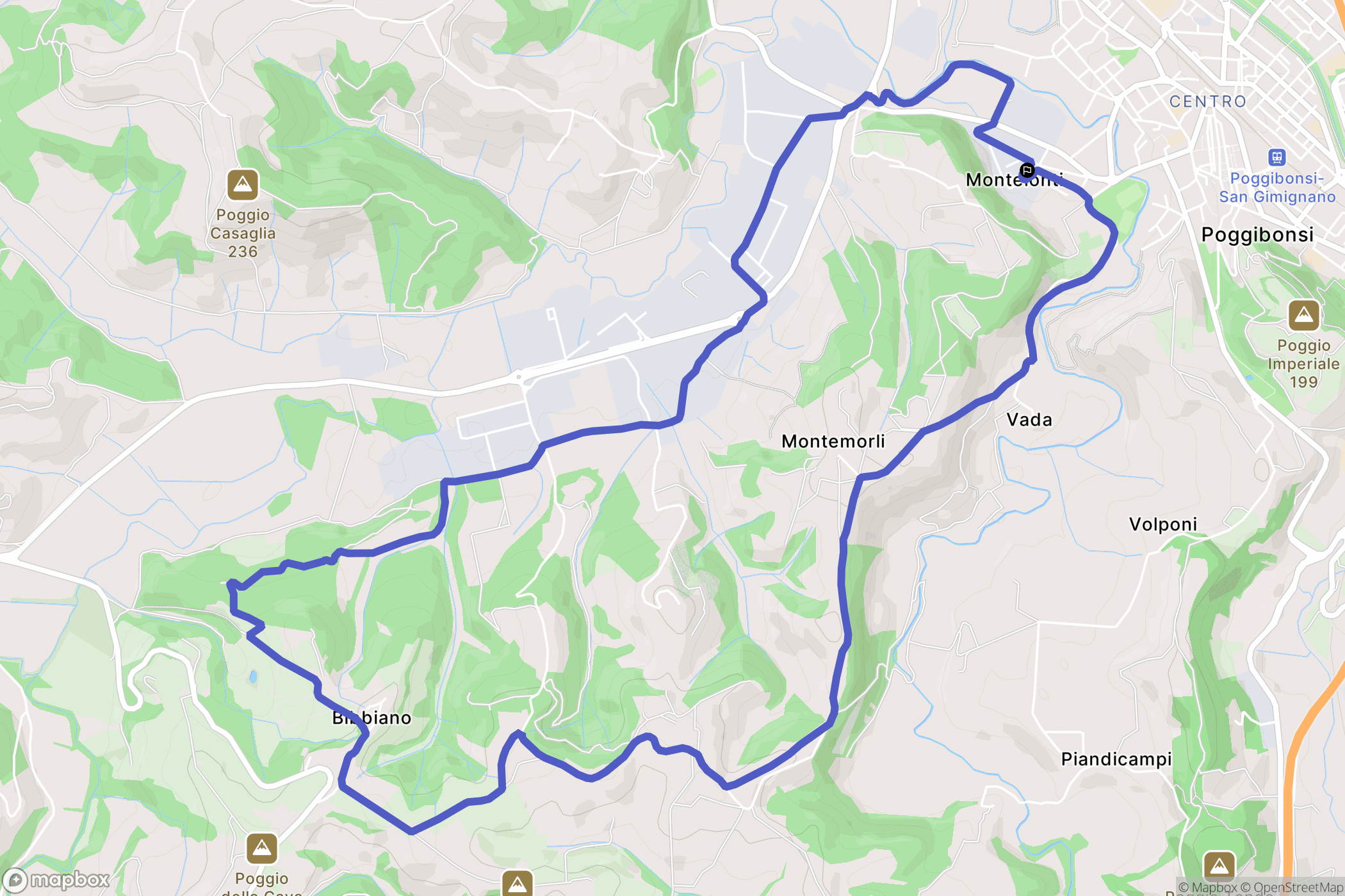 Poggibonsi : carte du parcours de randonnée - Italy