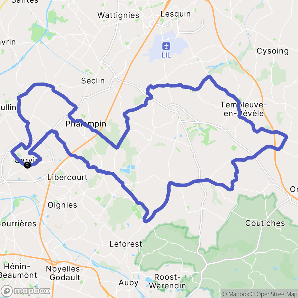 Carvin : carte du parcours de randonnée - France