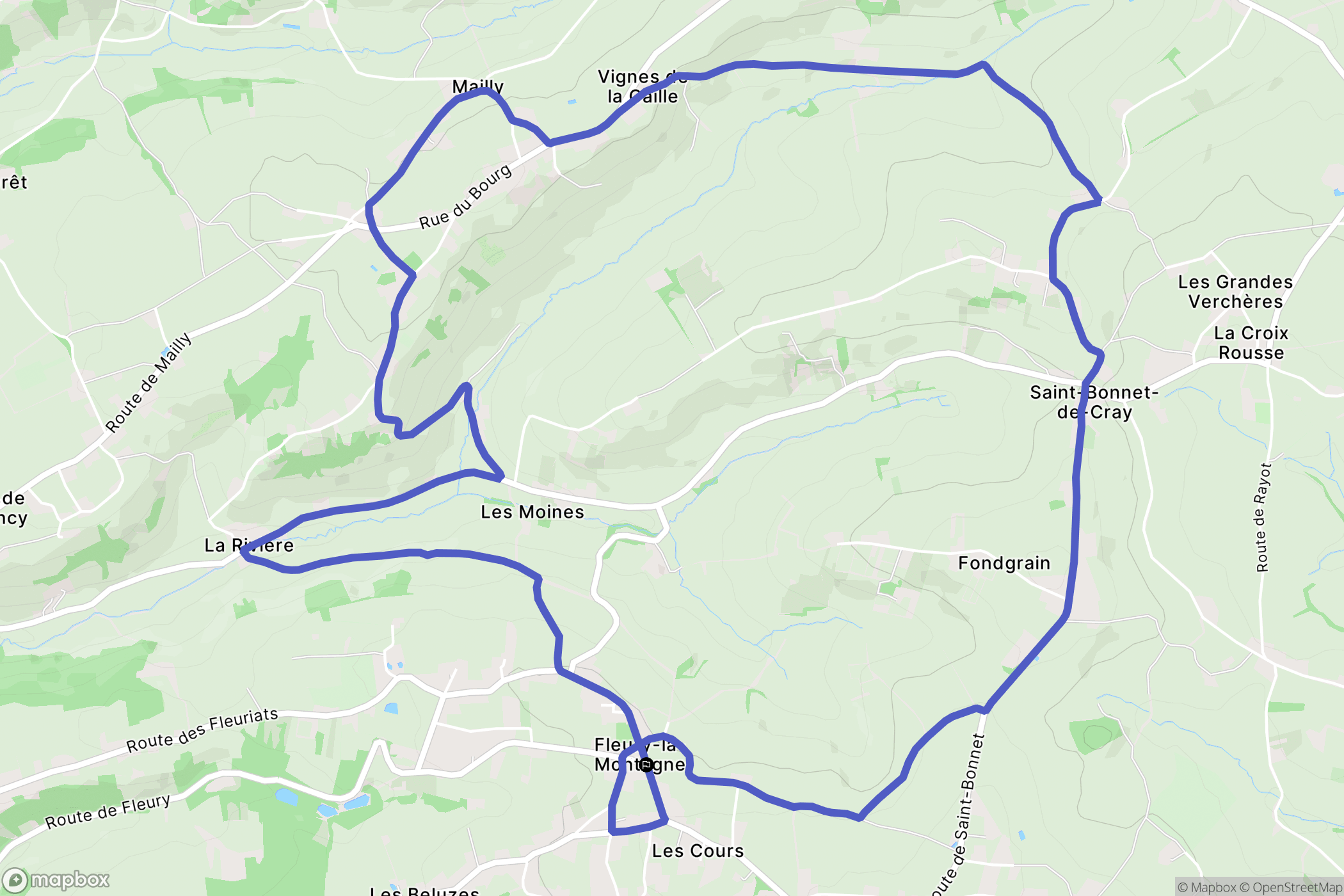 Fleury-la-Montagne : carte du parcours de randonnée - France