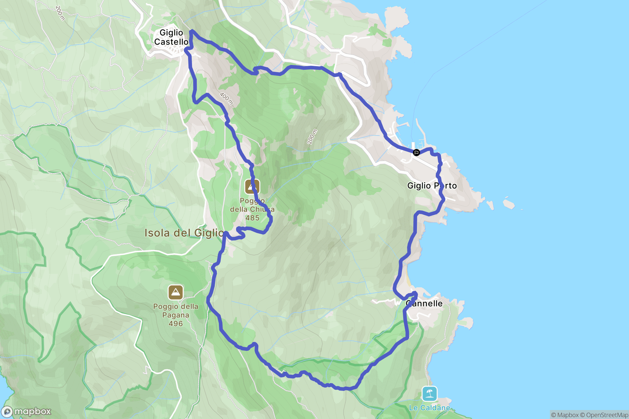 Giglio Porto : carte du parcours de randonnée - Italy