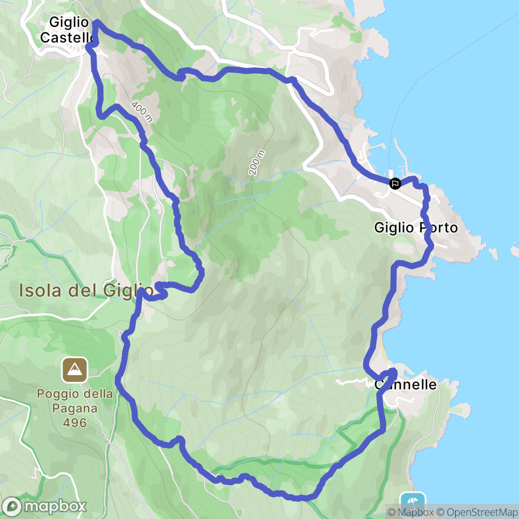Giglio Porto : carte du parcours de randonnée - Italy