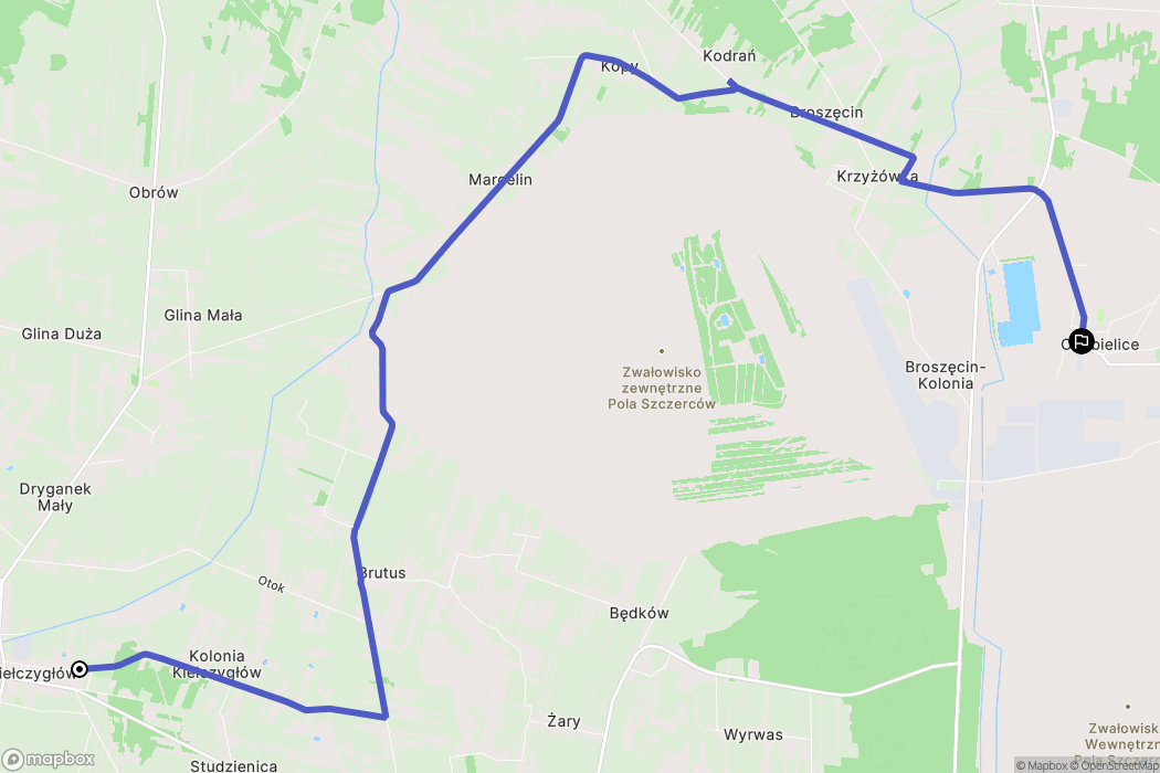 Kiełczygłów: mapa trasy - Poland
