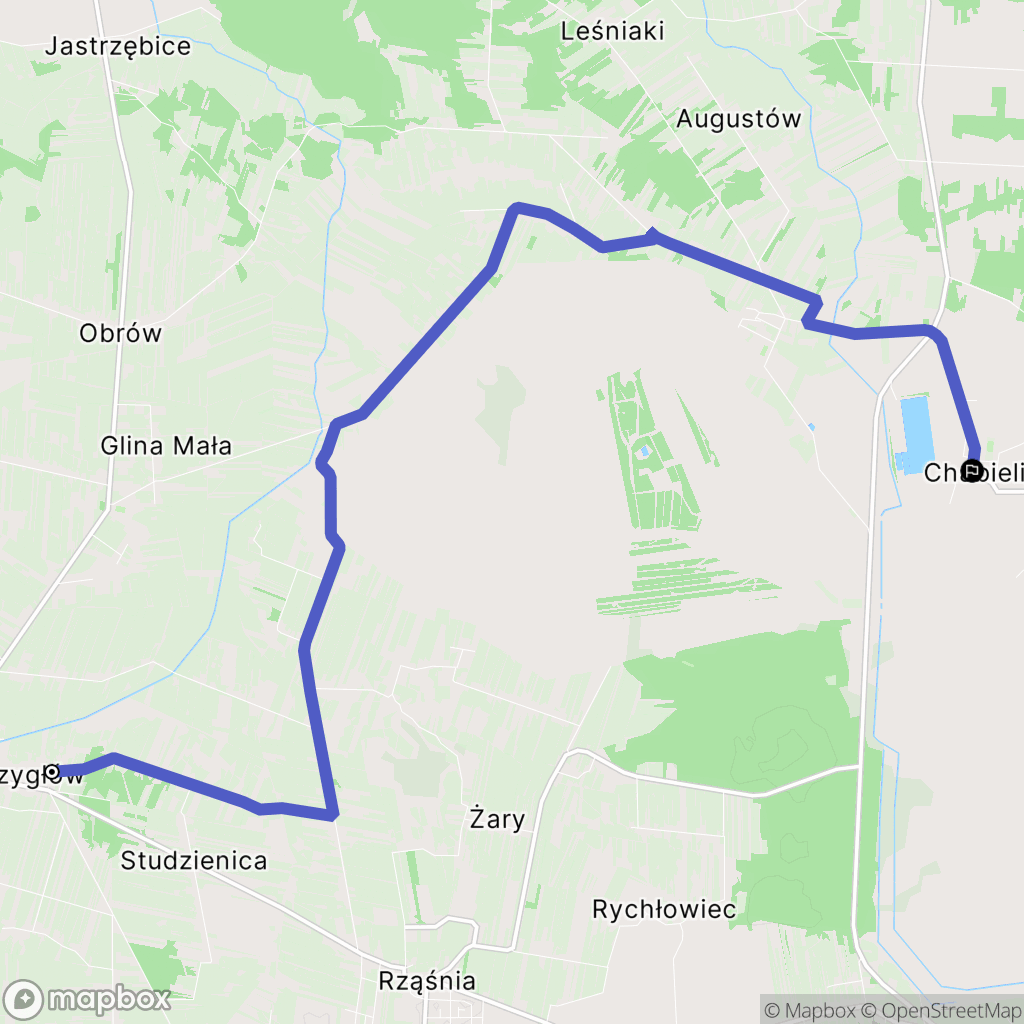 Kiełczygłów: mapa trasy - Poland