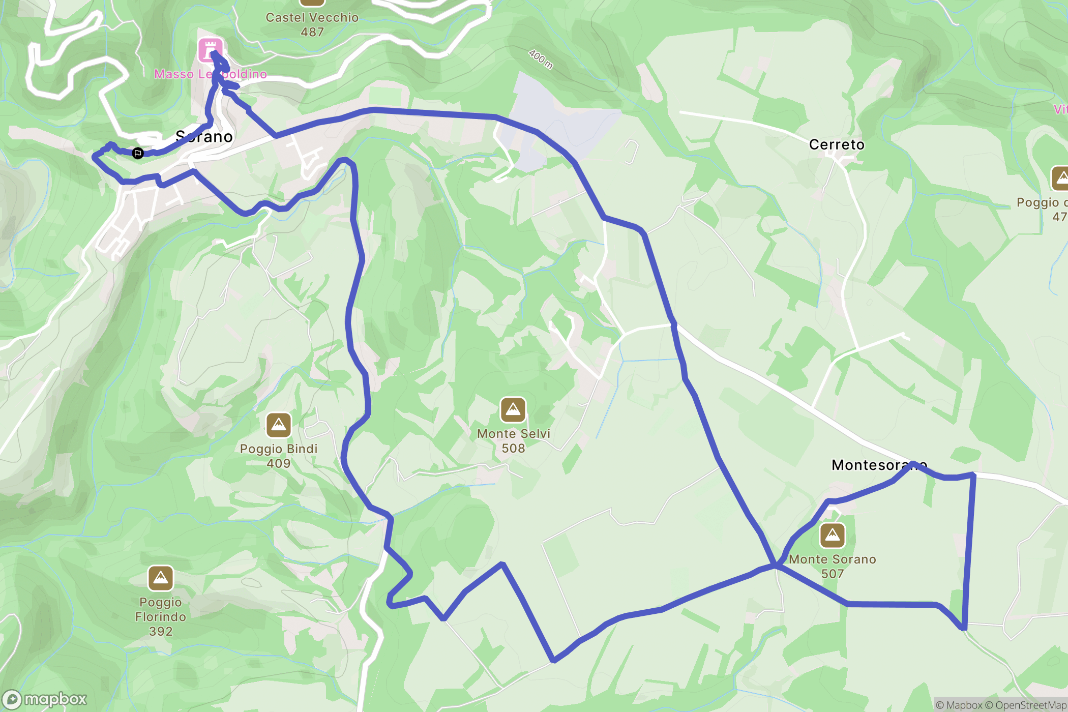 : carte du parcours de randonnée - Italy