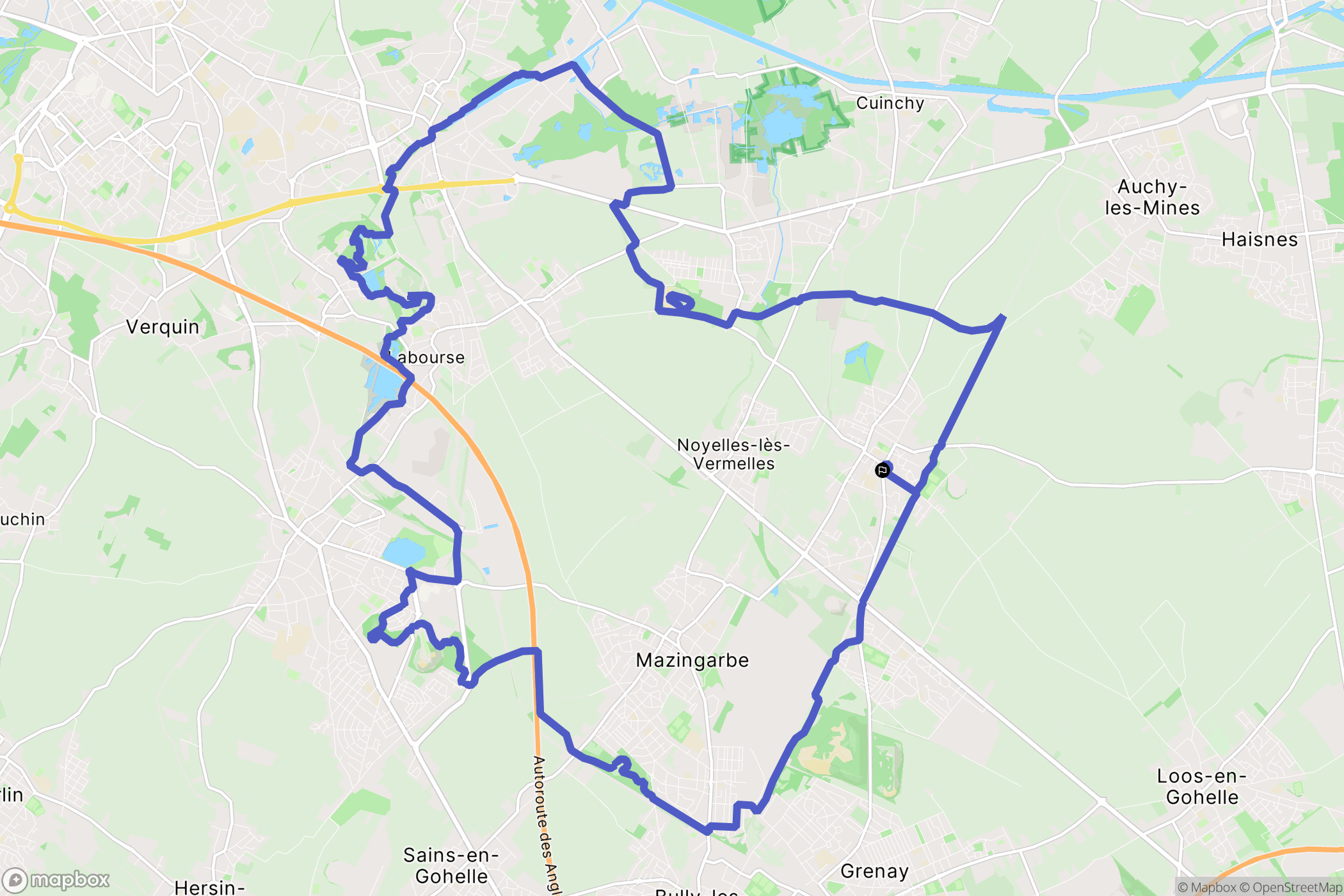 Vermelles : carte du parcours de randonnée - France