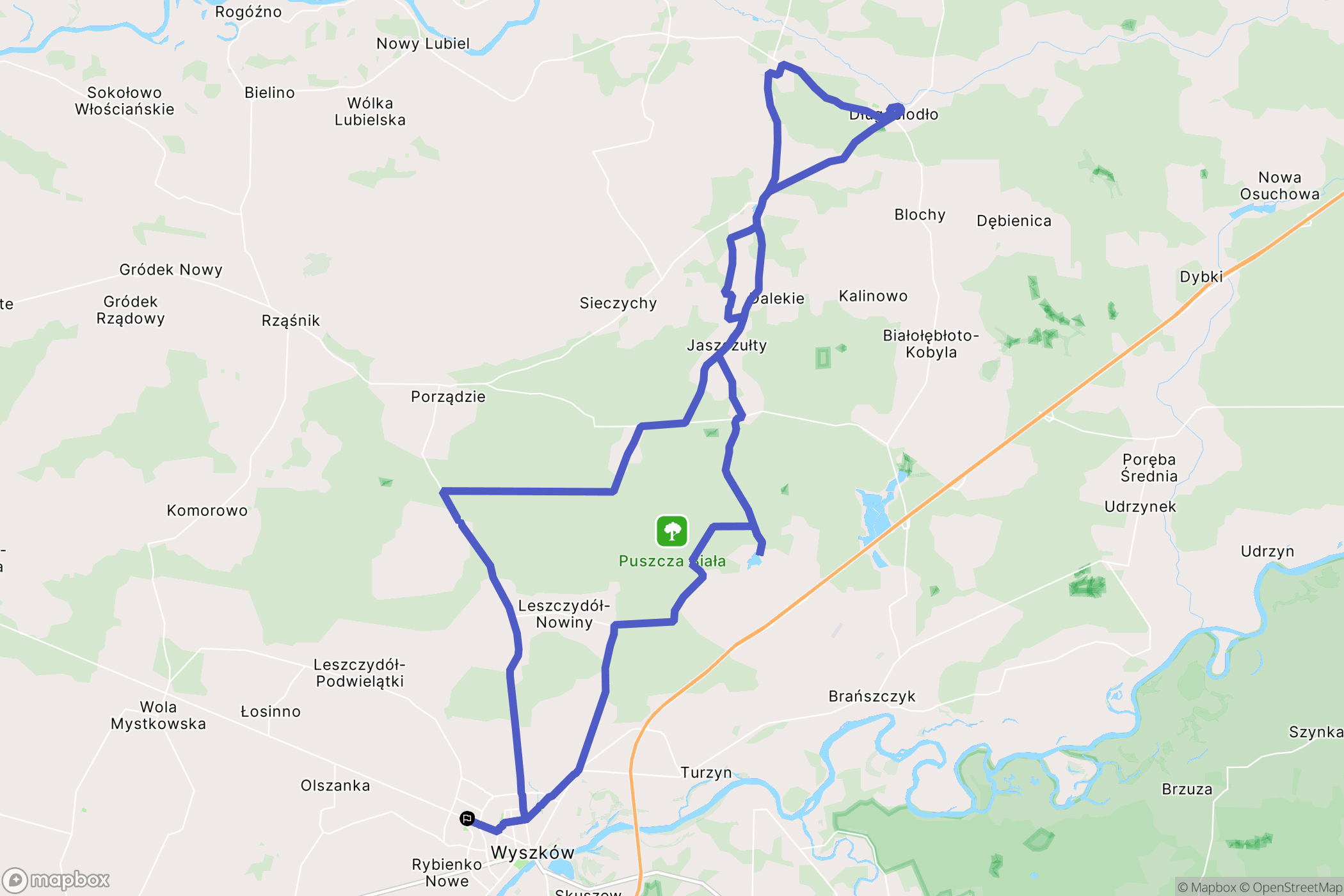 Wyszków: mapa trasy - Poland