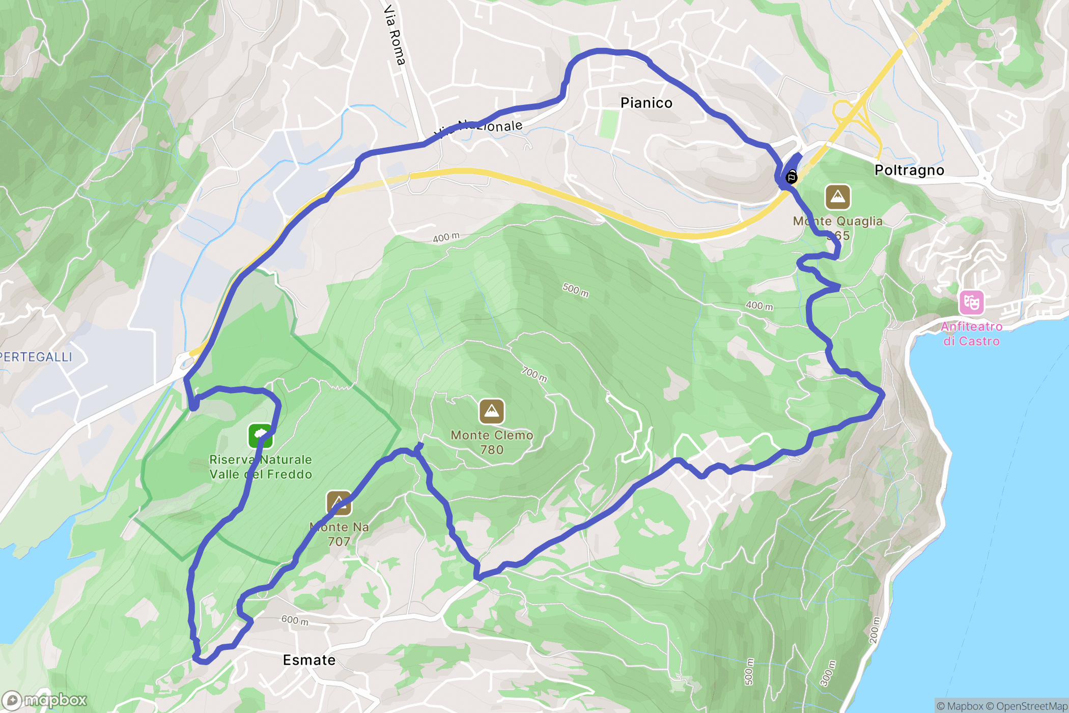 : carte du parcours de randonnée - Italy