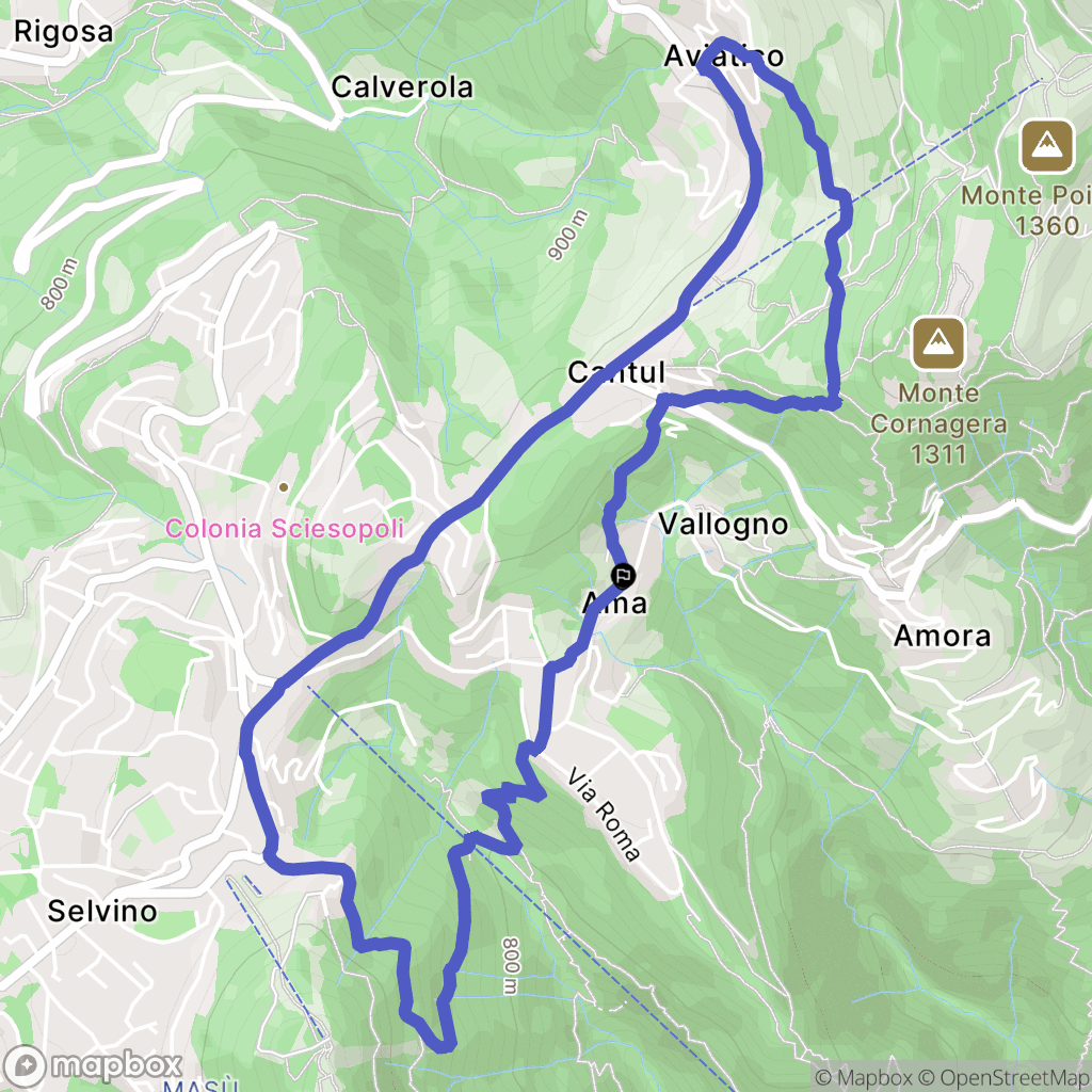 Ama : carte du parcours de randonnée - Italy