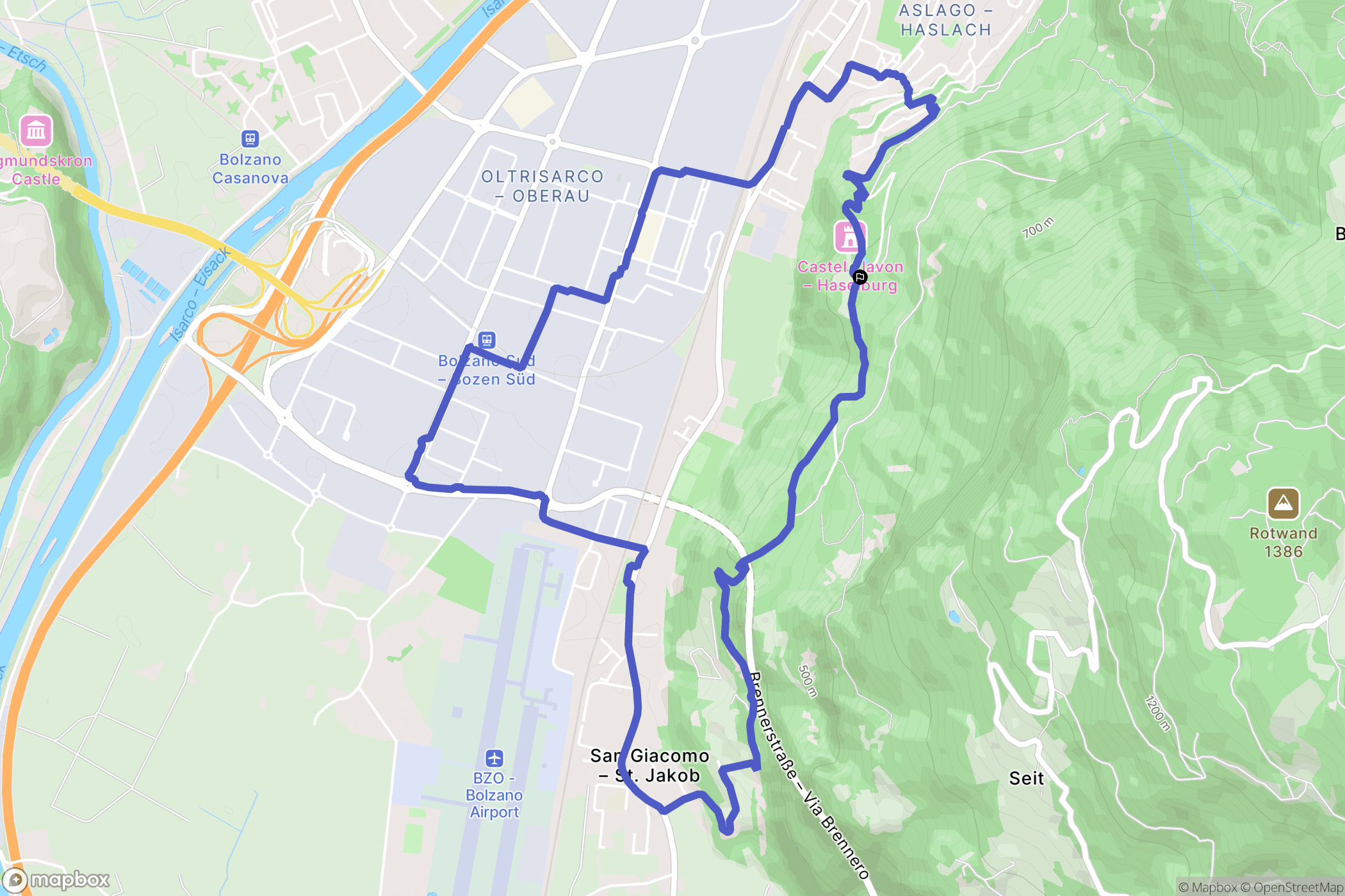  : carte du parcours de randonnée - Italy
