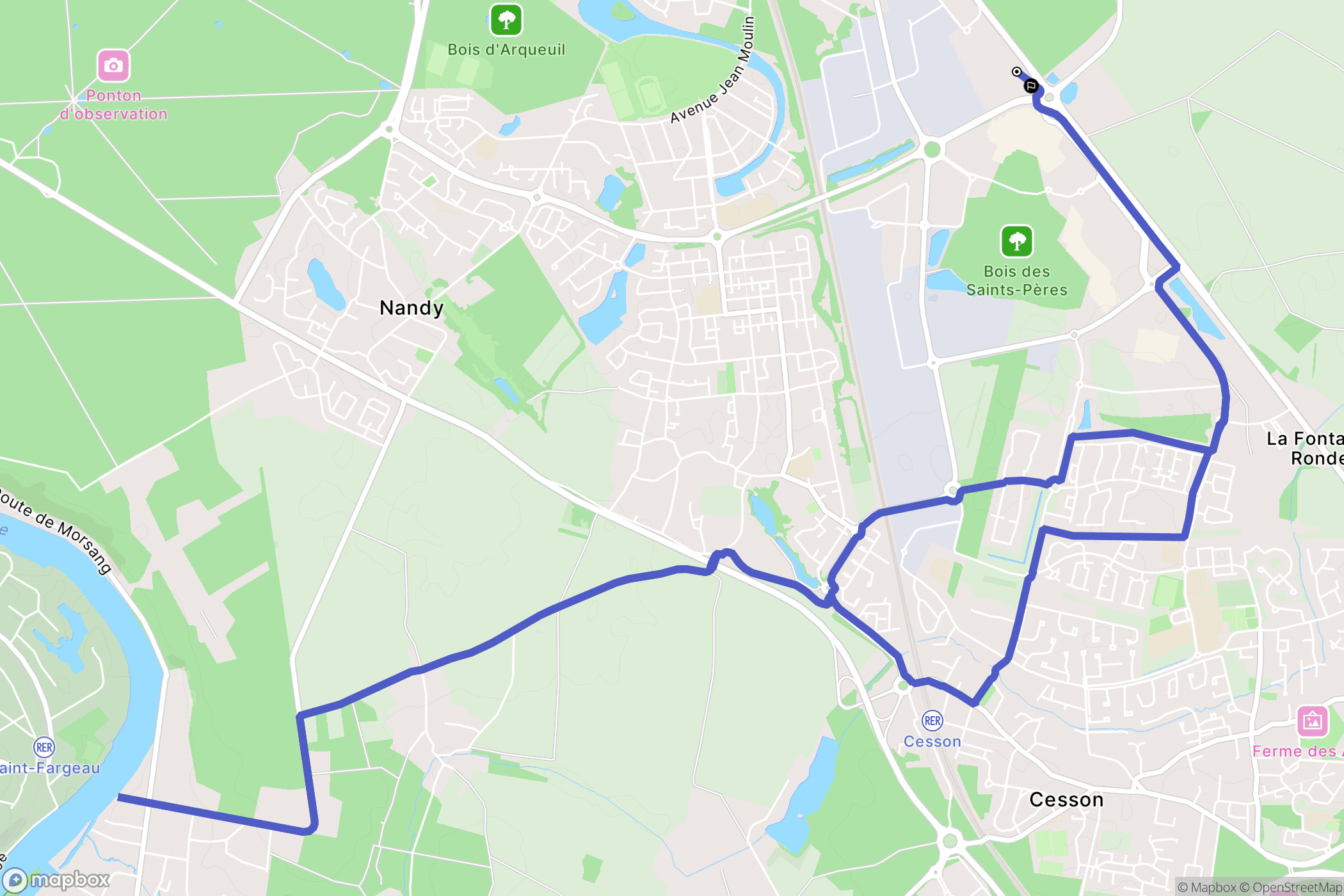 Cesson : carte du parcours de randonnée - France