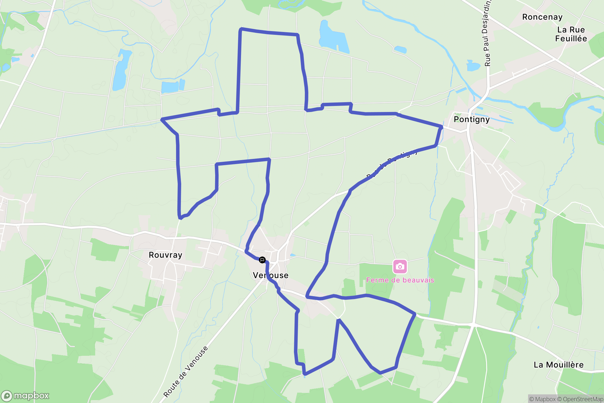 Venouse : carte du parcours de randonnée - France