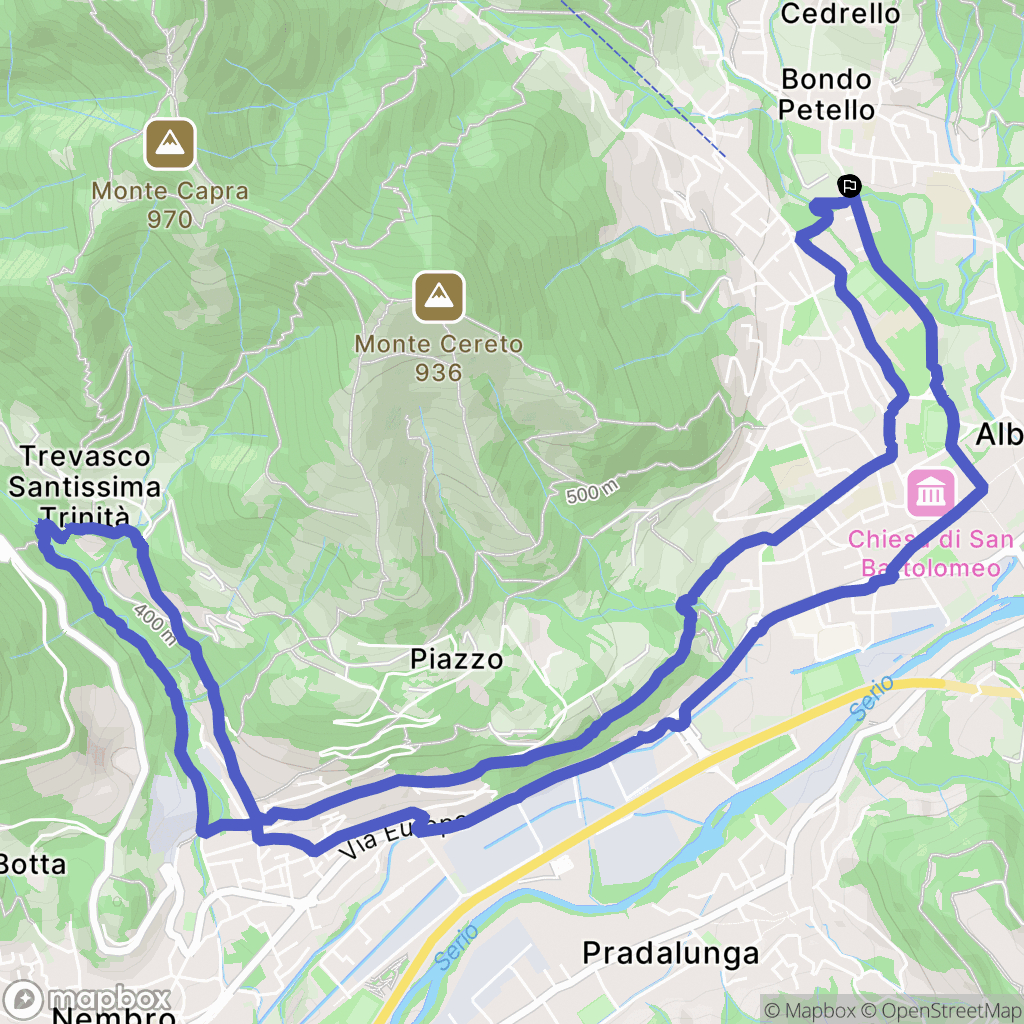 Albino : carte du parcours de randonnée - Italy