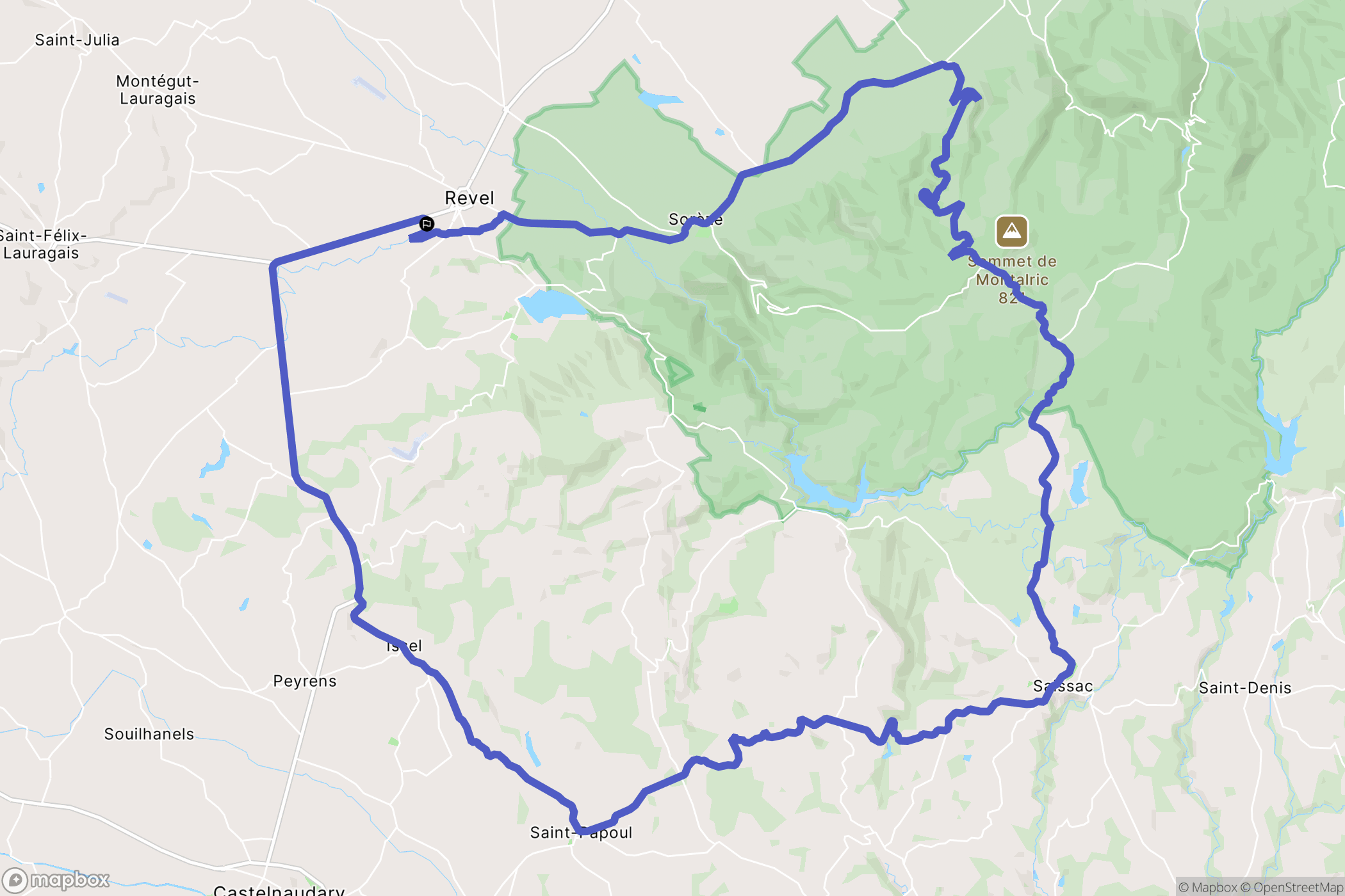 Revel : carte du parcours de randonnée - France