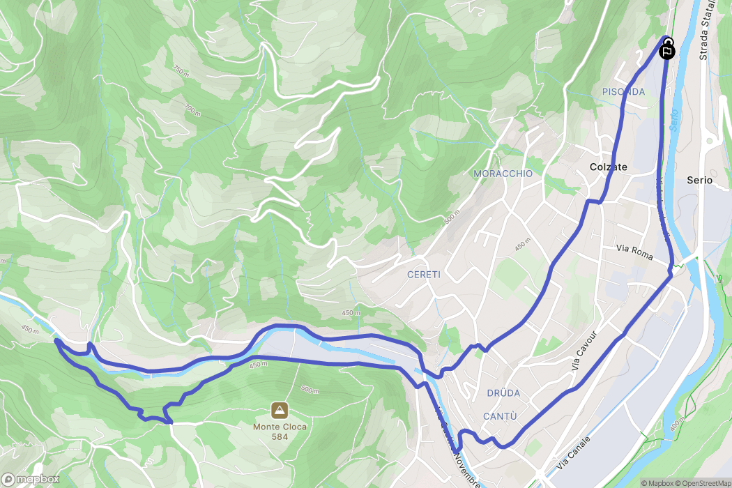 Colzate : carte du parcours de randonnée - Italy