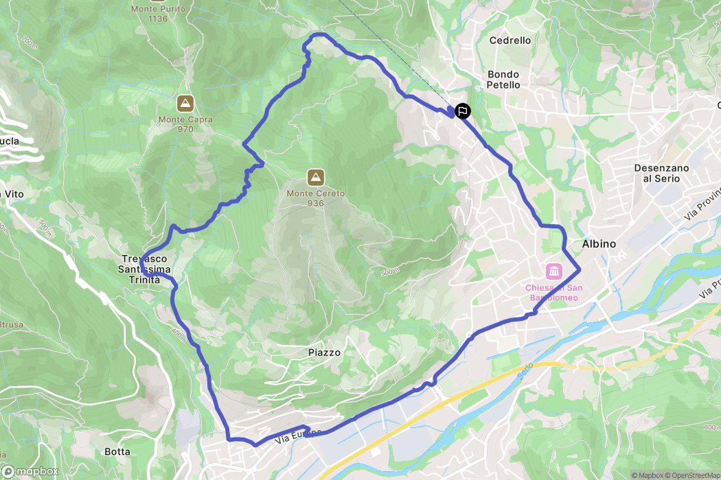Albino : carte du parcours de randonnée - Italy