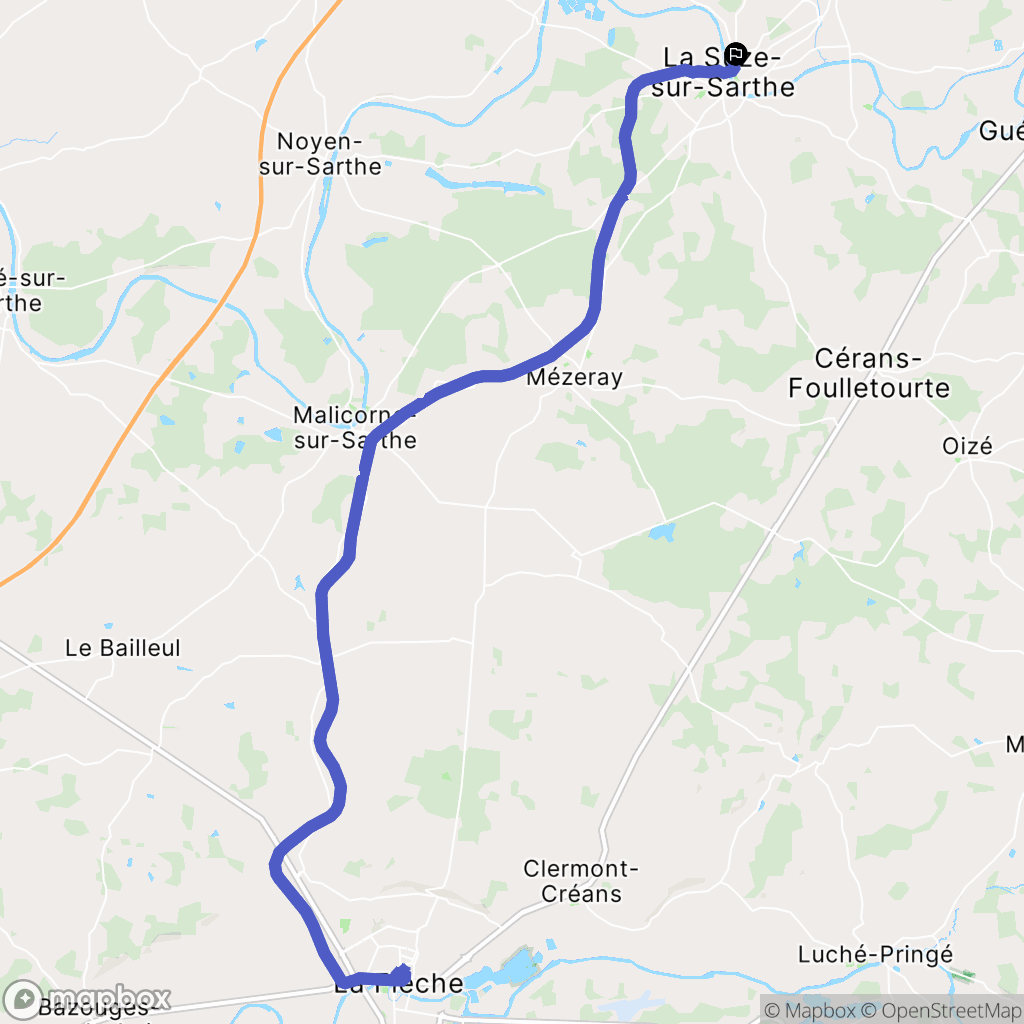 La Suze-sur-Sarthe : carte du parcours de randonnée - France