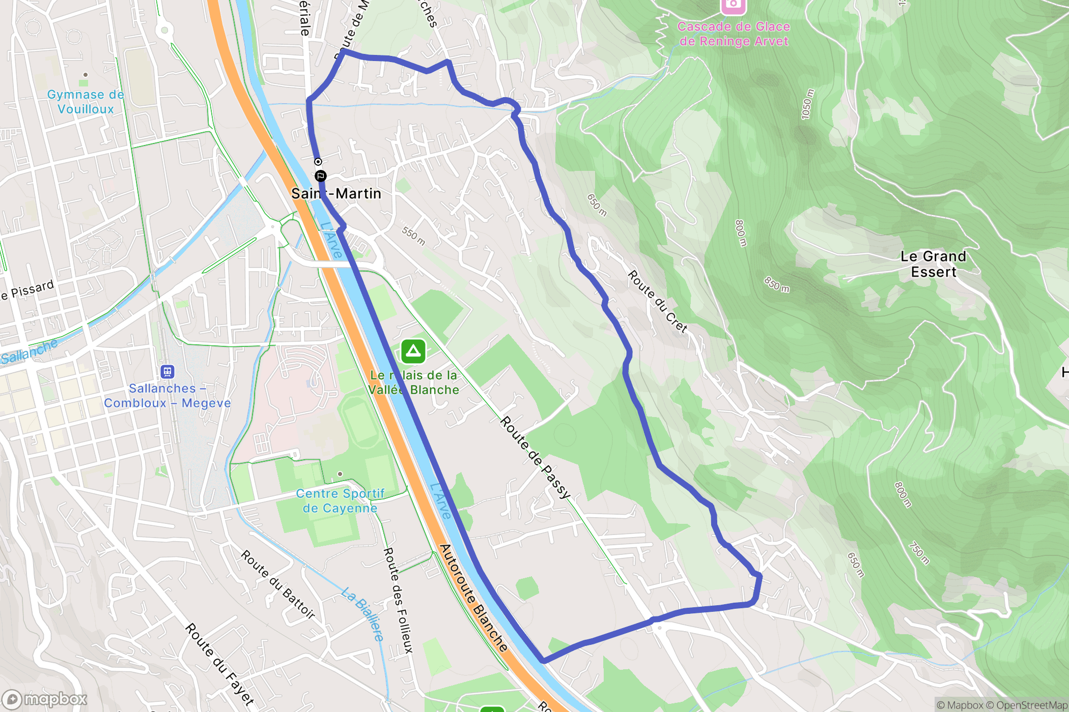 Sallanches : carte du parcours de randonnée - France