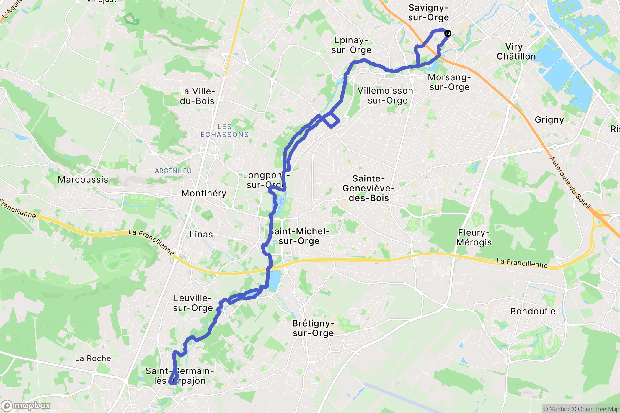 Savigny-sur-Orge : carte du parcours de randonnée - France