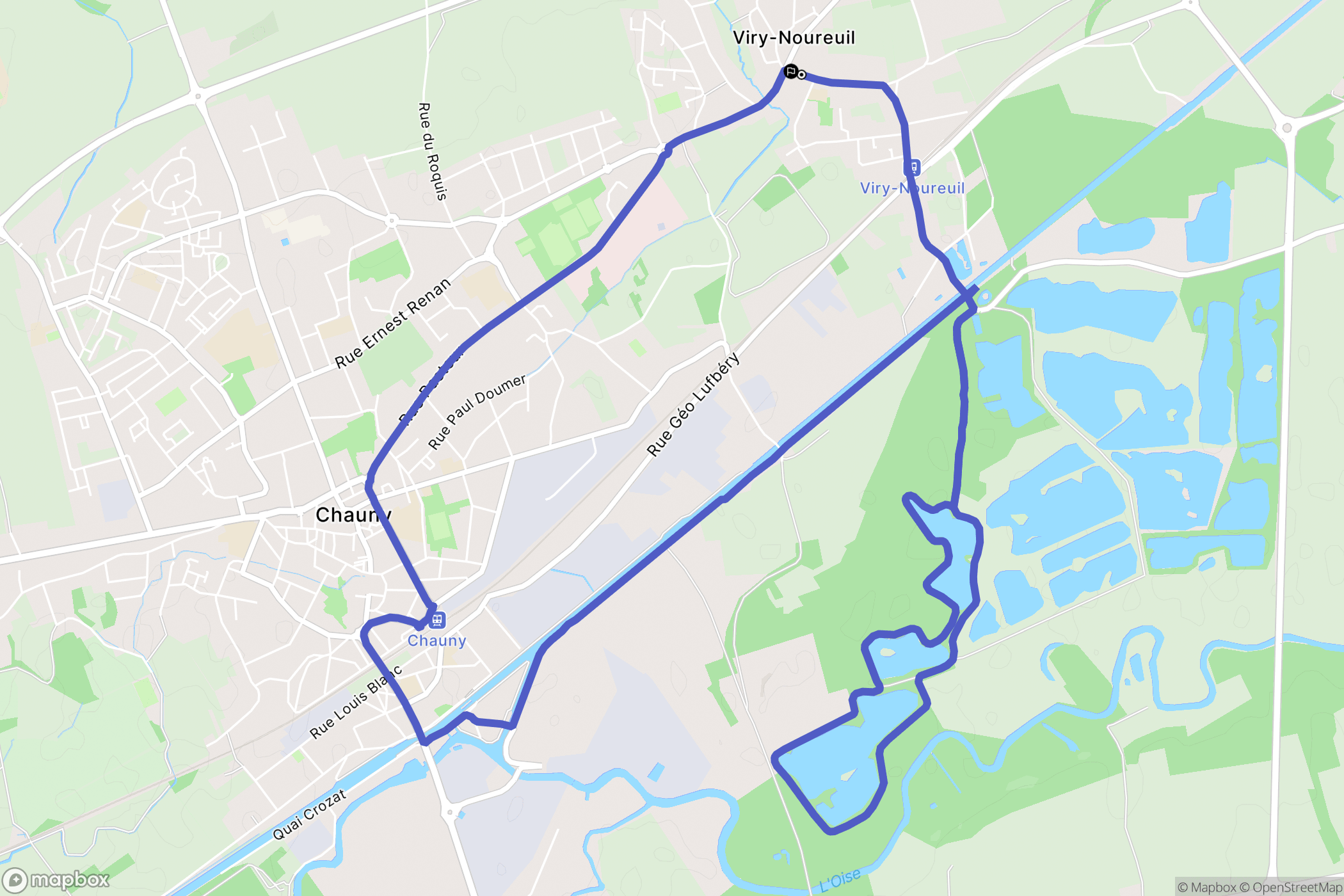 Viry-Noureuil : carte du parcours de randonnée - France