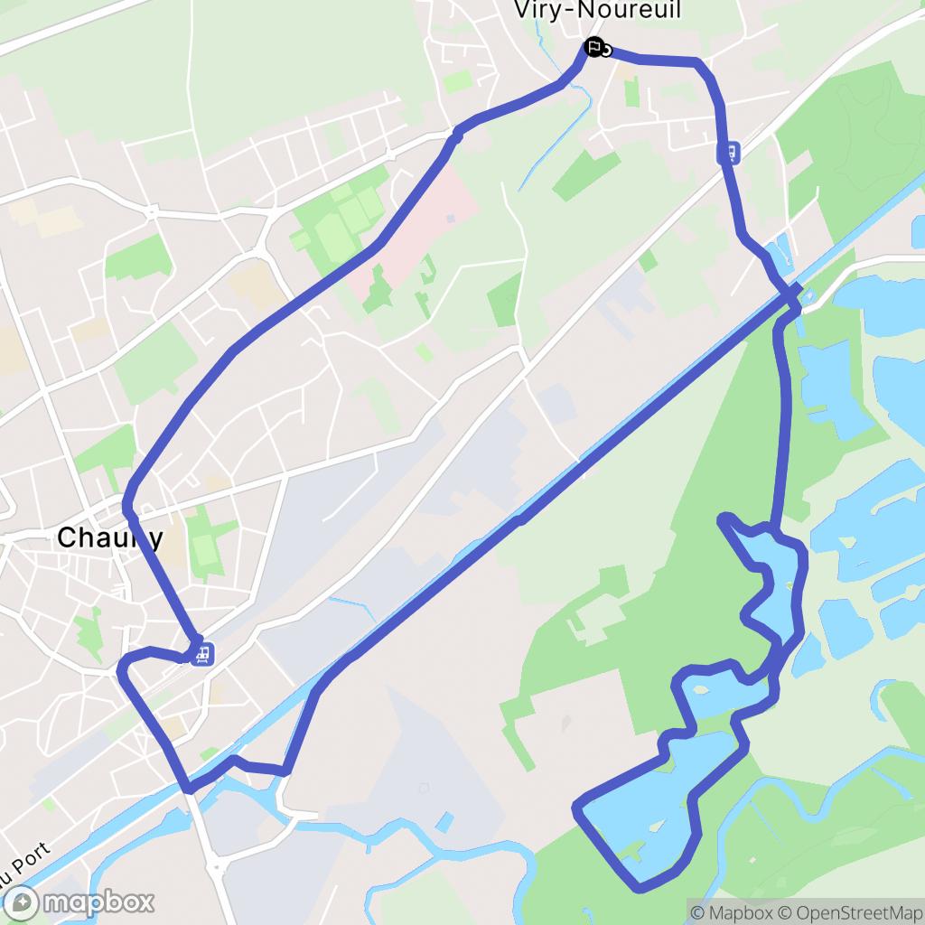 Viry-Noureuil : carte du parcours de randonnée - France