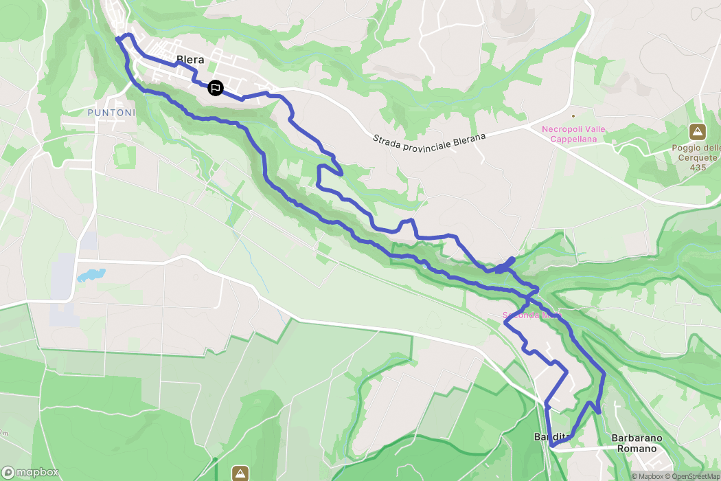 Blera : carte du parcours de randonnée - Italy