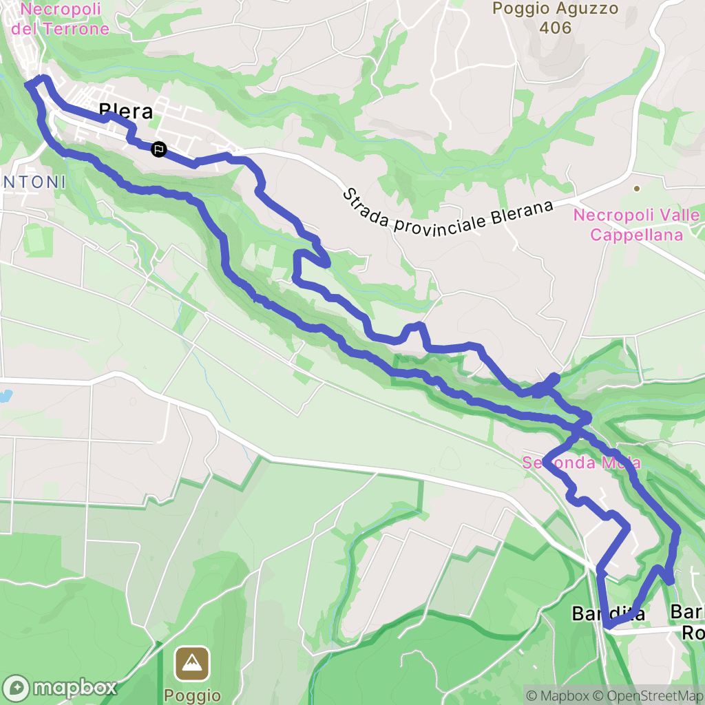 Blera : carte du parcours de randonnée - Italy