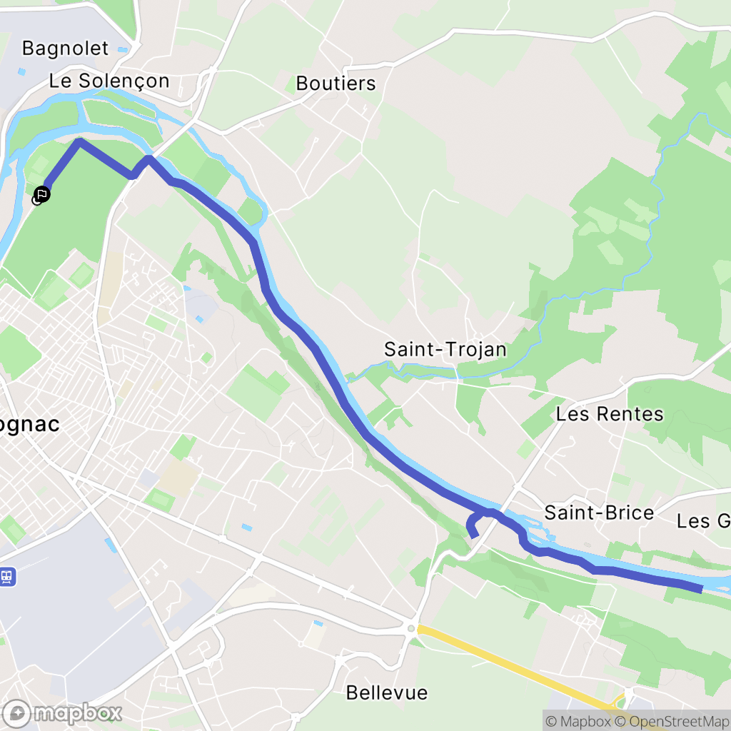 Cognac : carte du parcours de randonnée - France