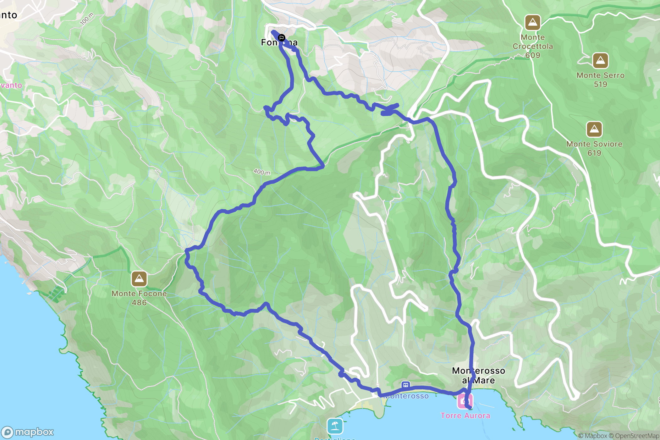 Fontona : carte du parcours de randonnée - Italy