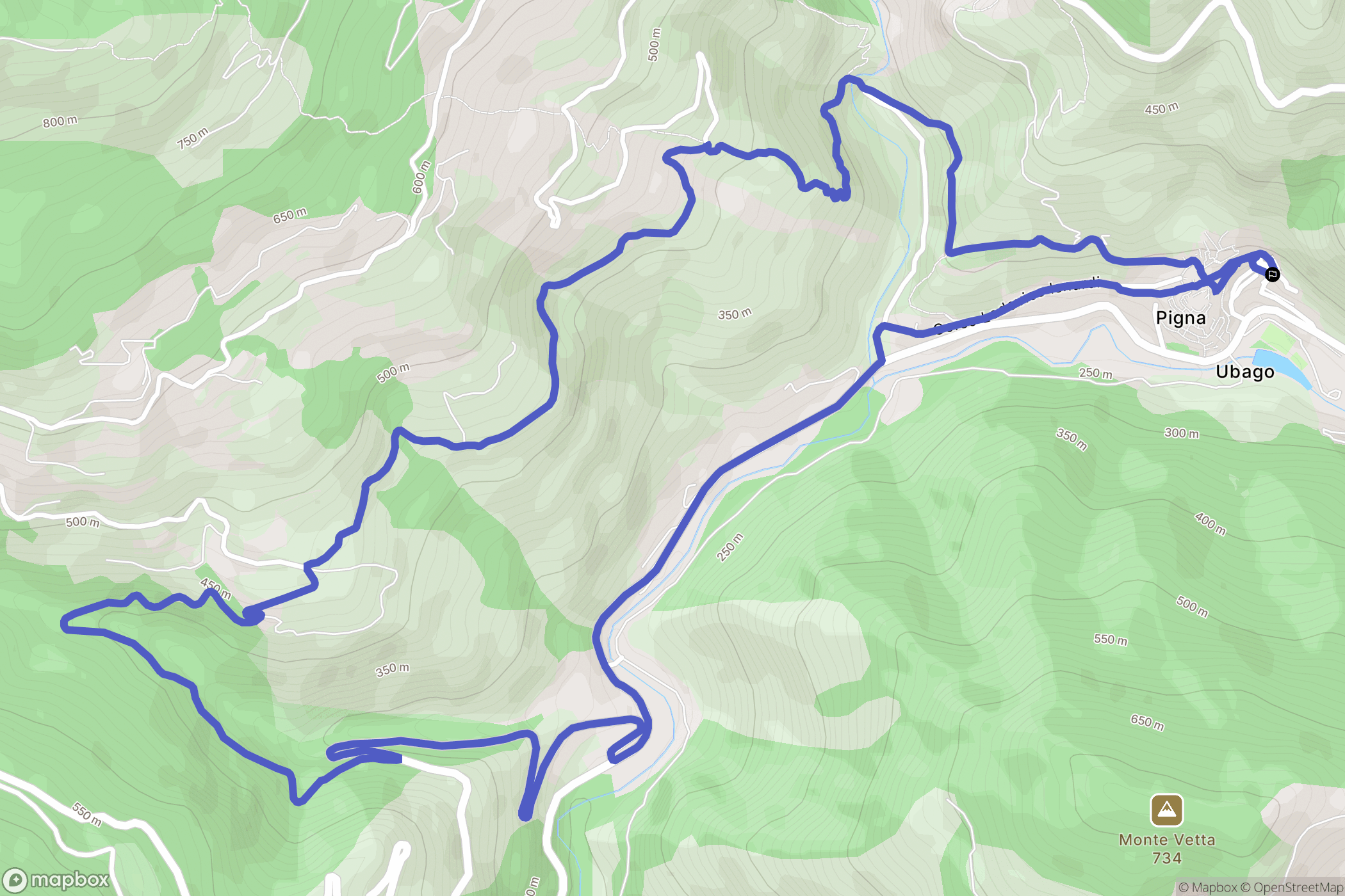 Pigna : carte du parcours de randonnée - Italy