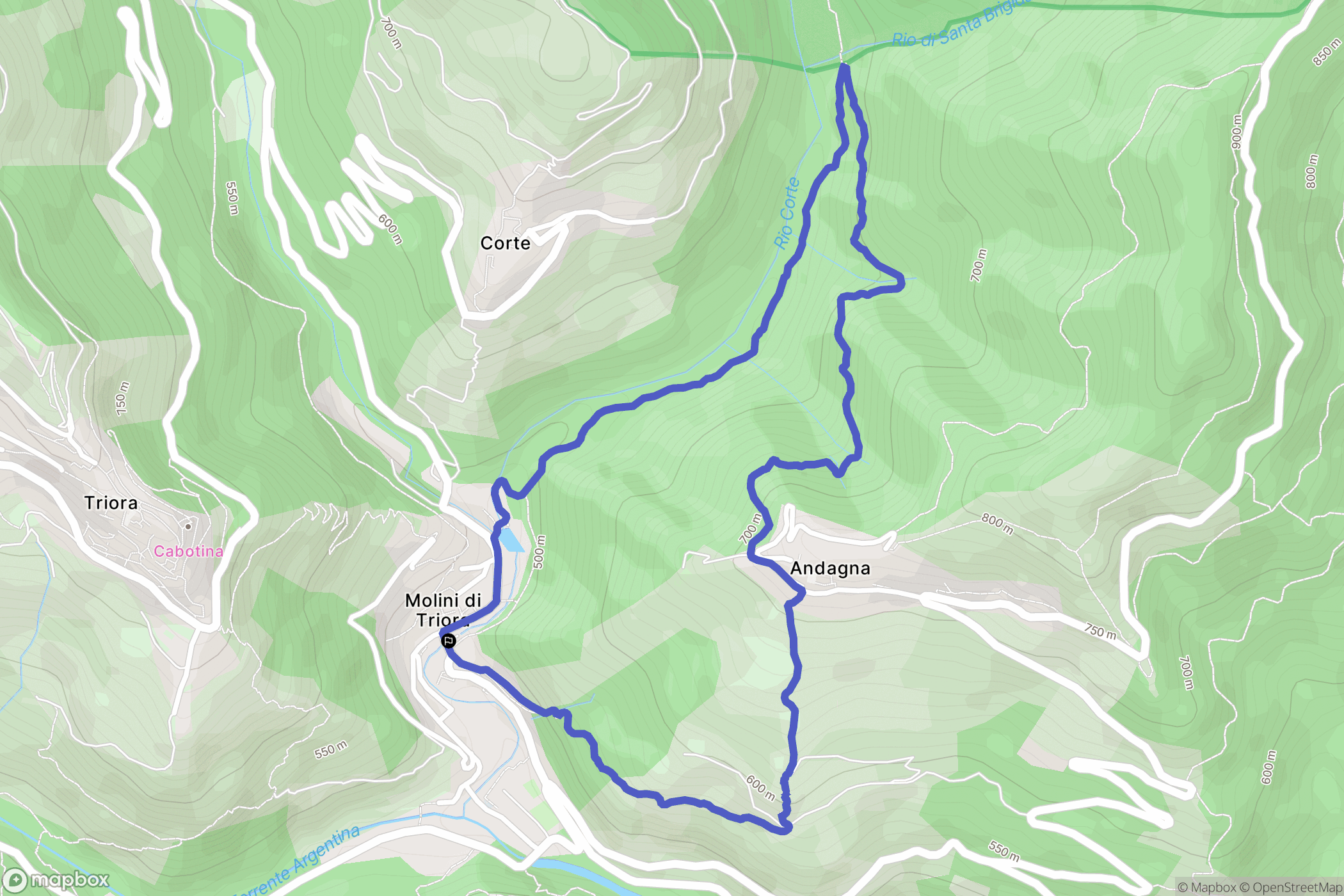 Molini di Triora : carte du parcours de randonnée - Italy