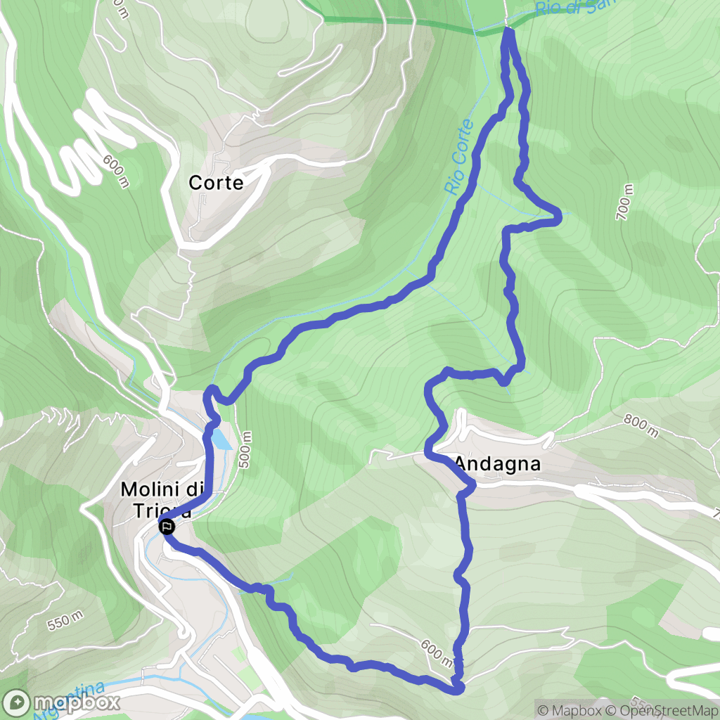 Molini di Triora : carte du parcours de randonnée - Italy