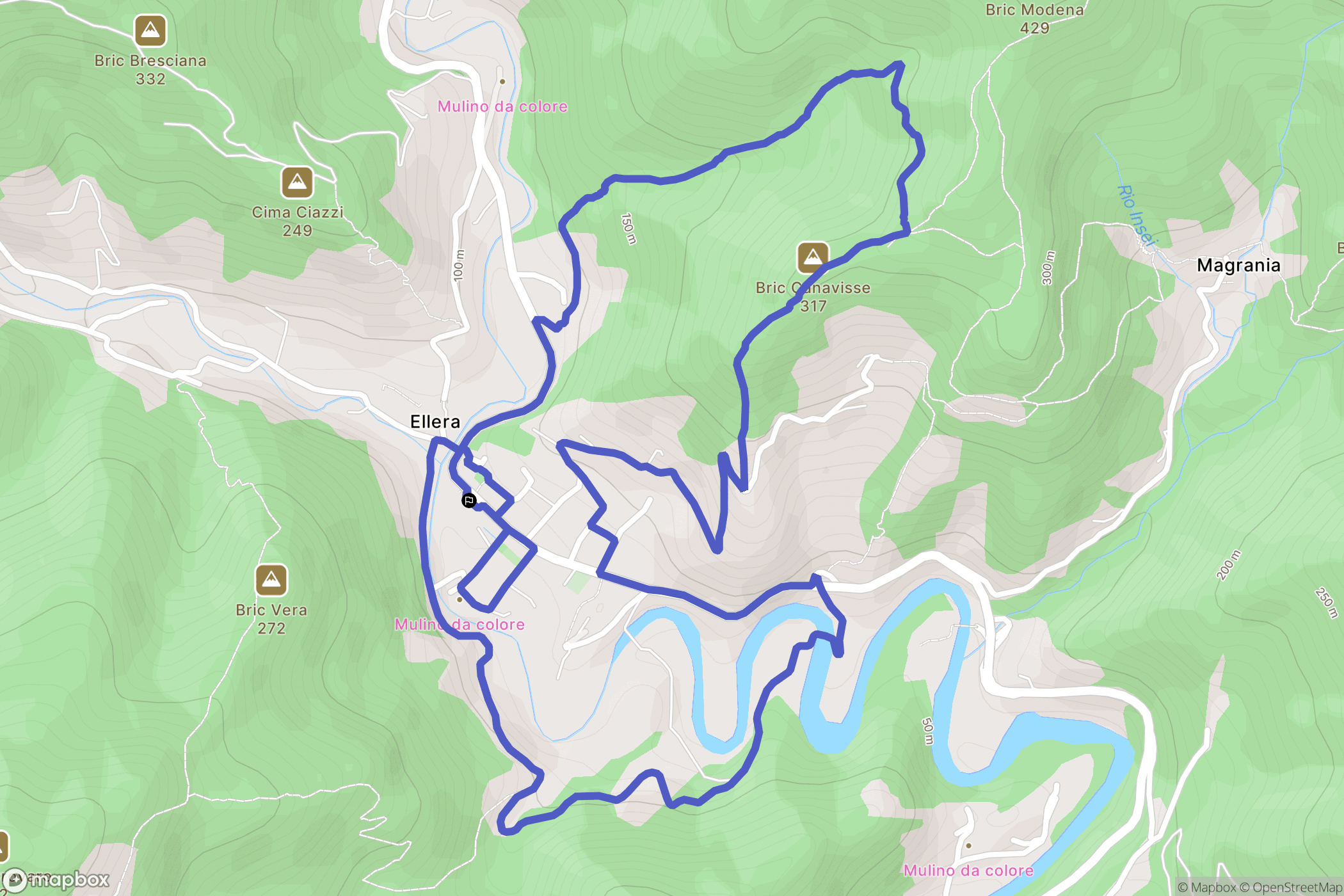 Ellera : carte du parcours de randonnée - Italy