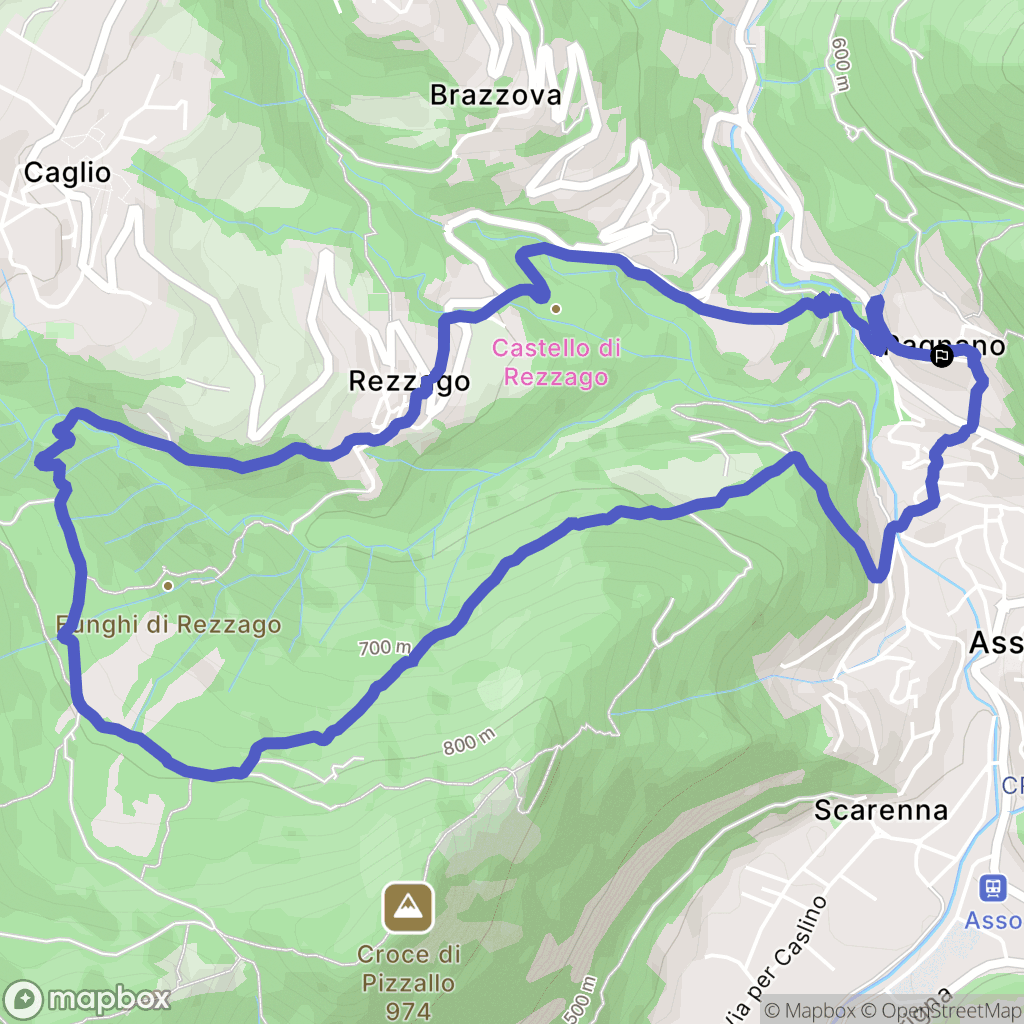 Asso : carte du parcours de randonnée - Italy