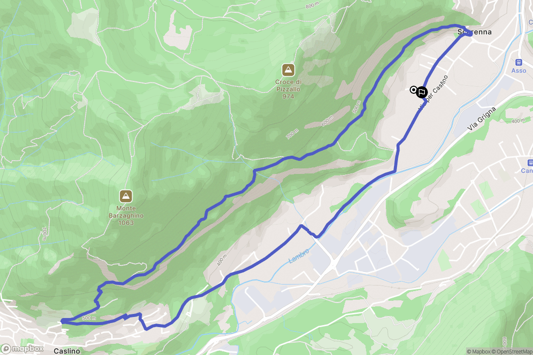Asso : carte du parcours de randonnée - Italy