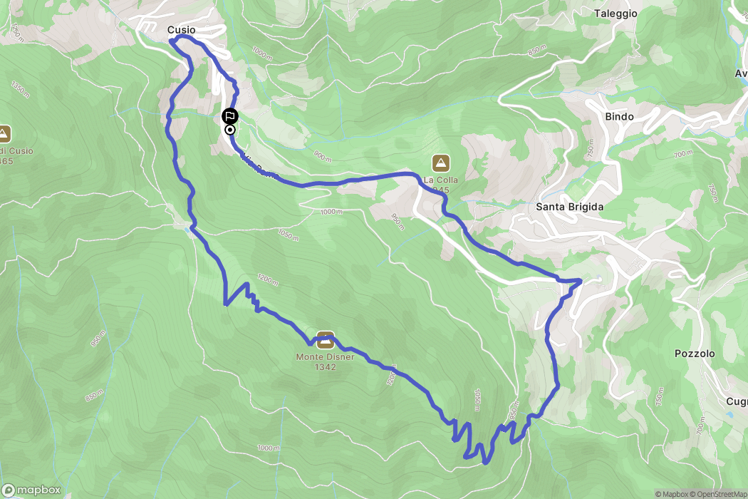 Cusio : carte du parcours de randonnée - Italy