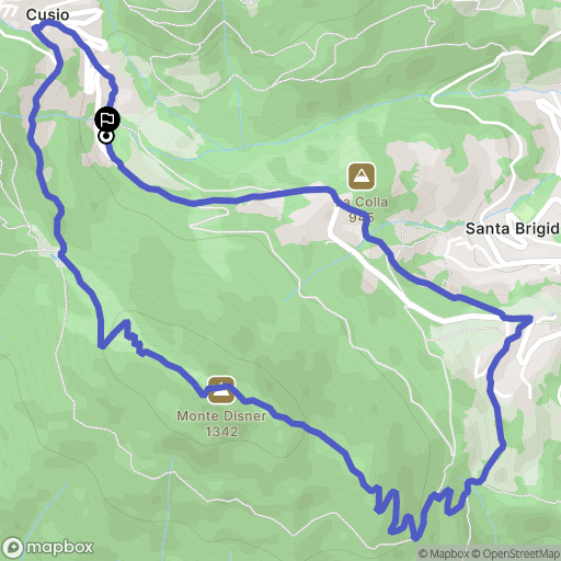 Cusio : carte du parcours de randonnée - Italy