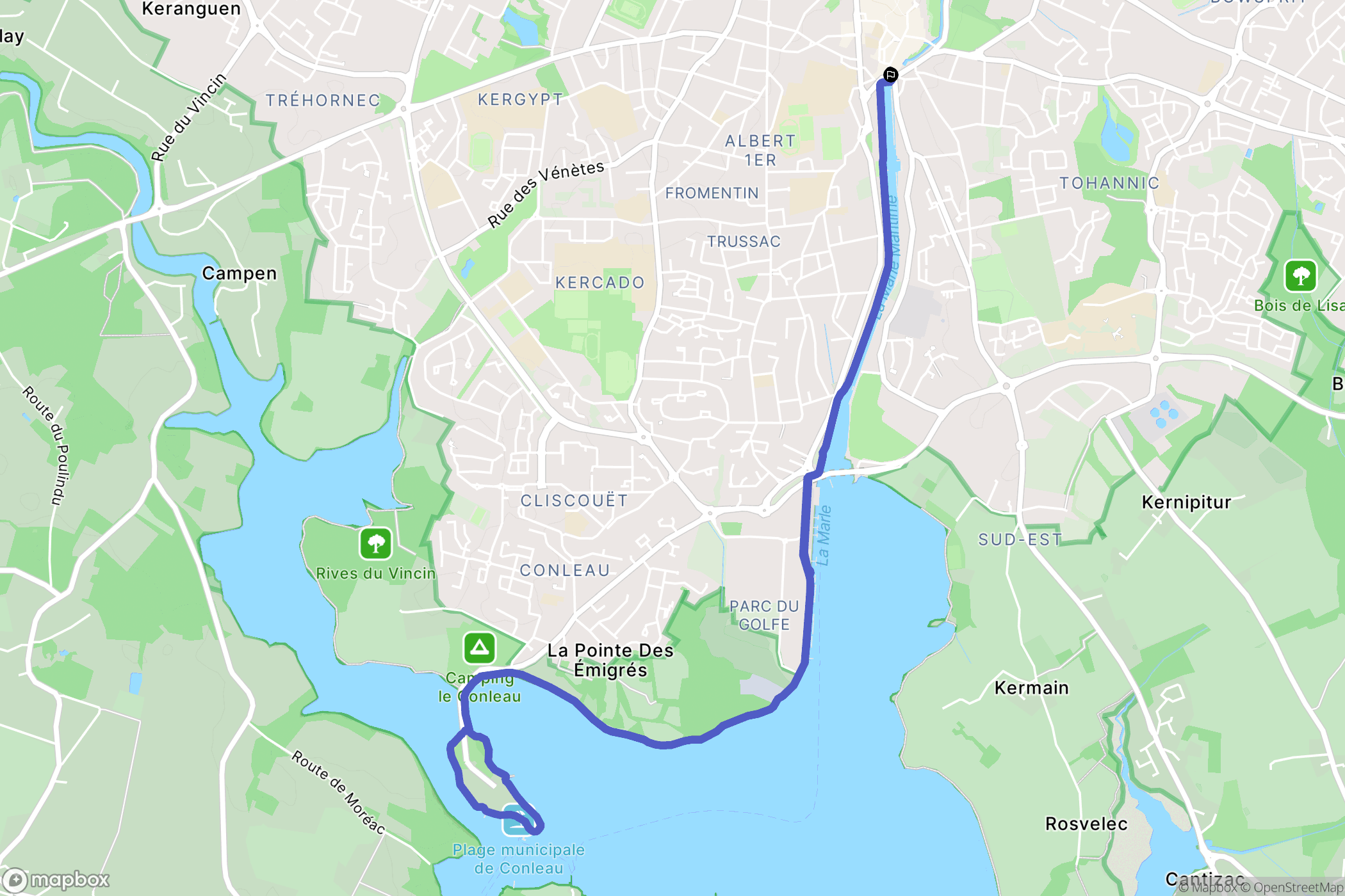 Vannes : carte du parcours de randonnée - France