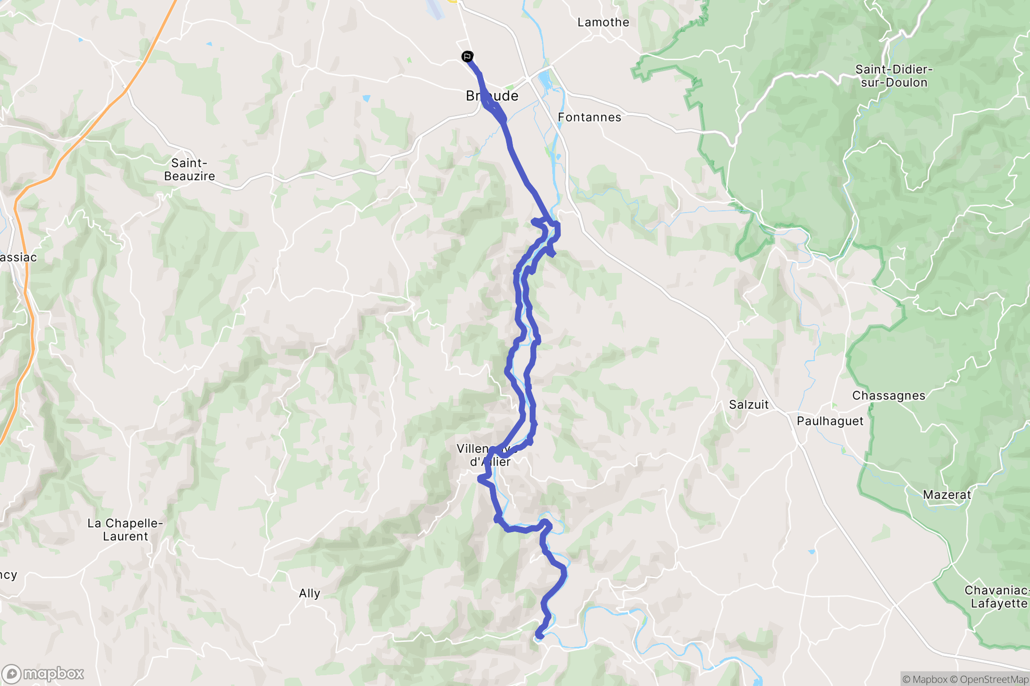 Brioude : carte du parcours de randonnée - France