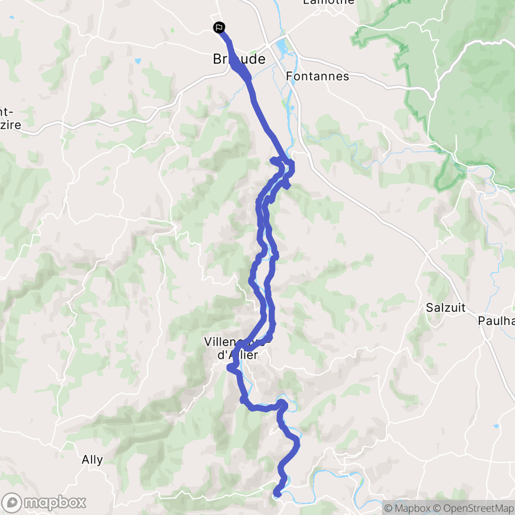 Brioude : carte du parcours de randonnée - France