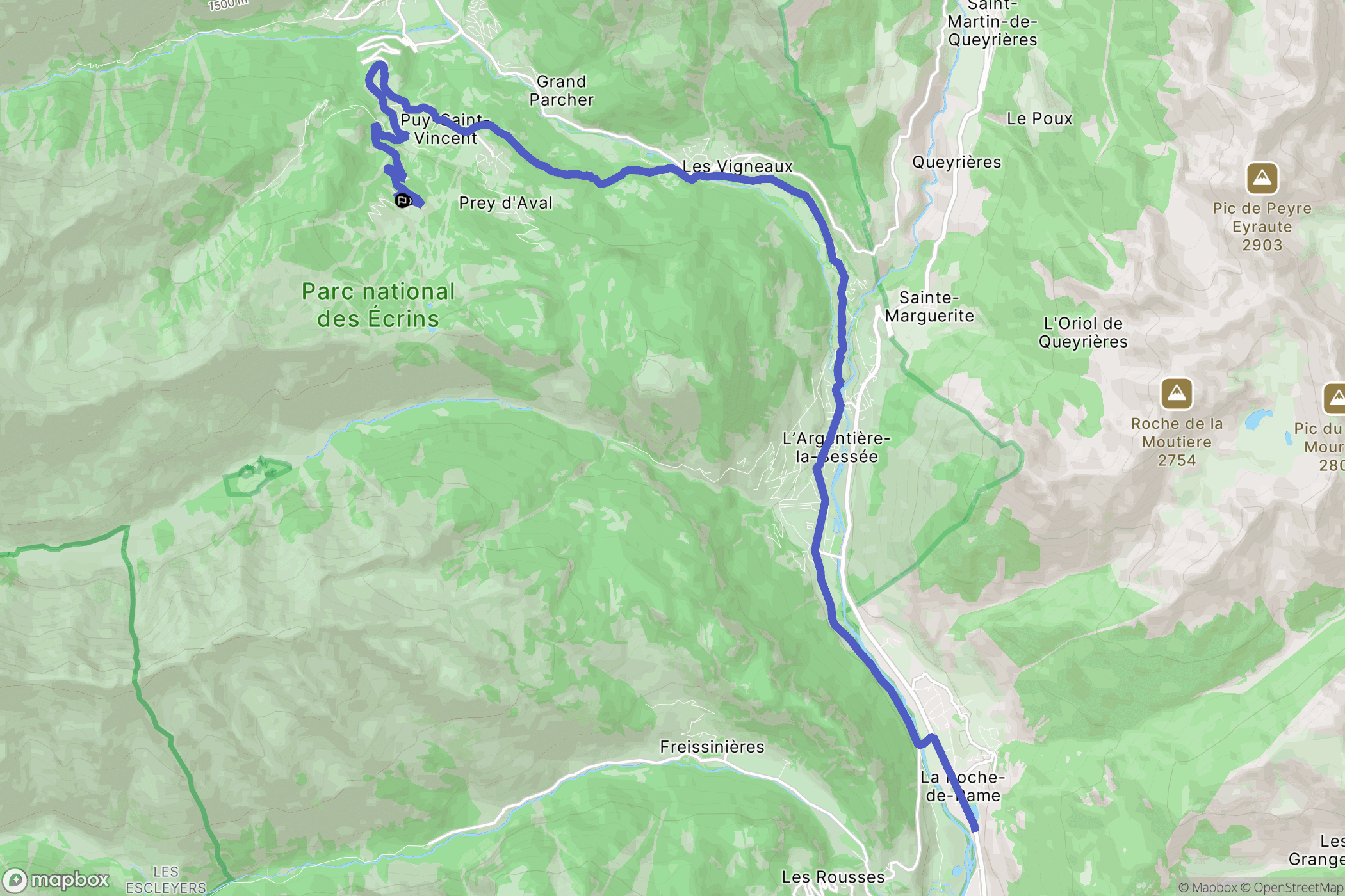 Puy-Saint-Vincent : carte du parcours de randonnée - France