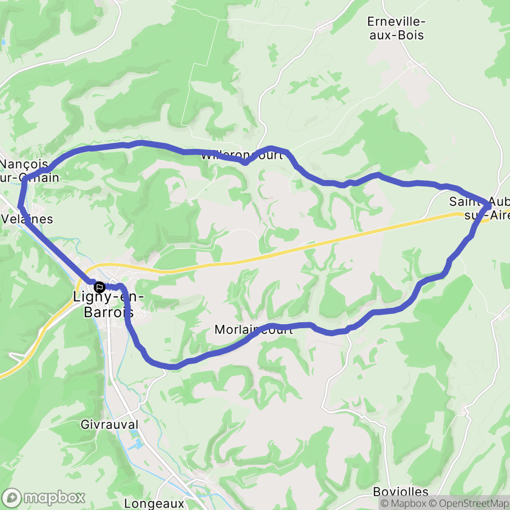 Ligny-en-Barrois : carte du parcours de randonnée - France