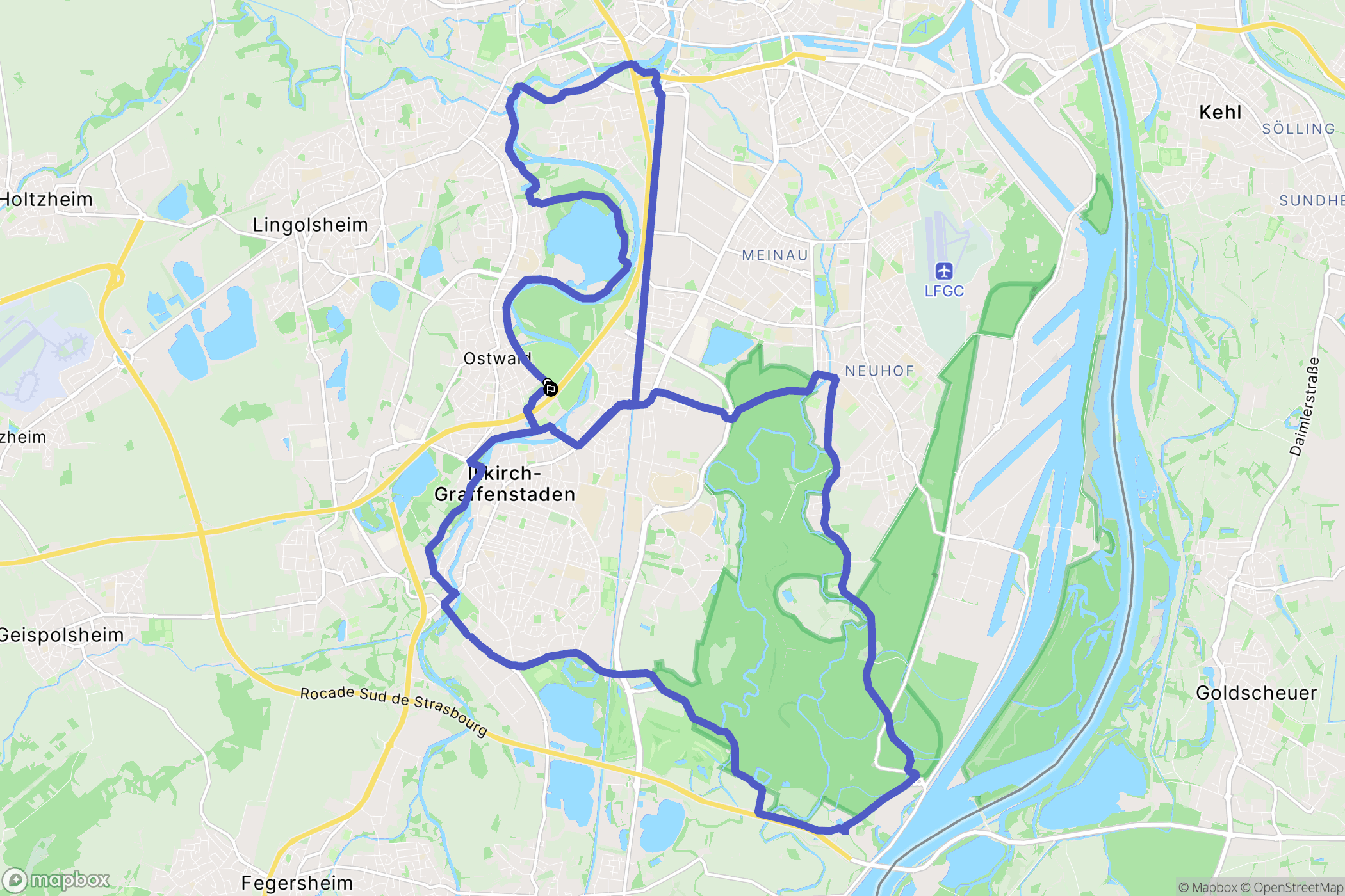 Ostwald : carte du parcours de randonnée - France