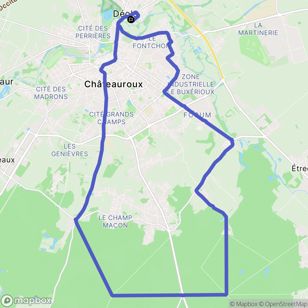 Déols : carte du parcours de randonnée - France