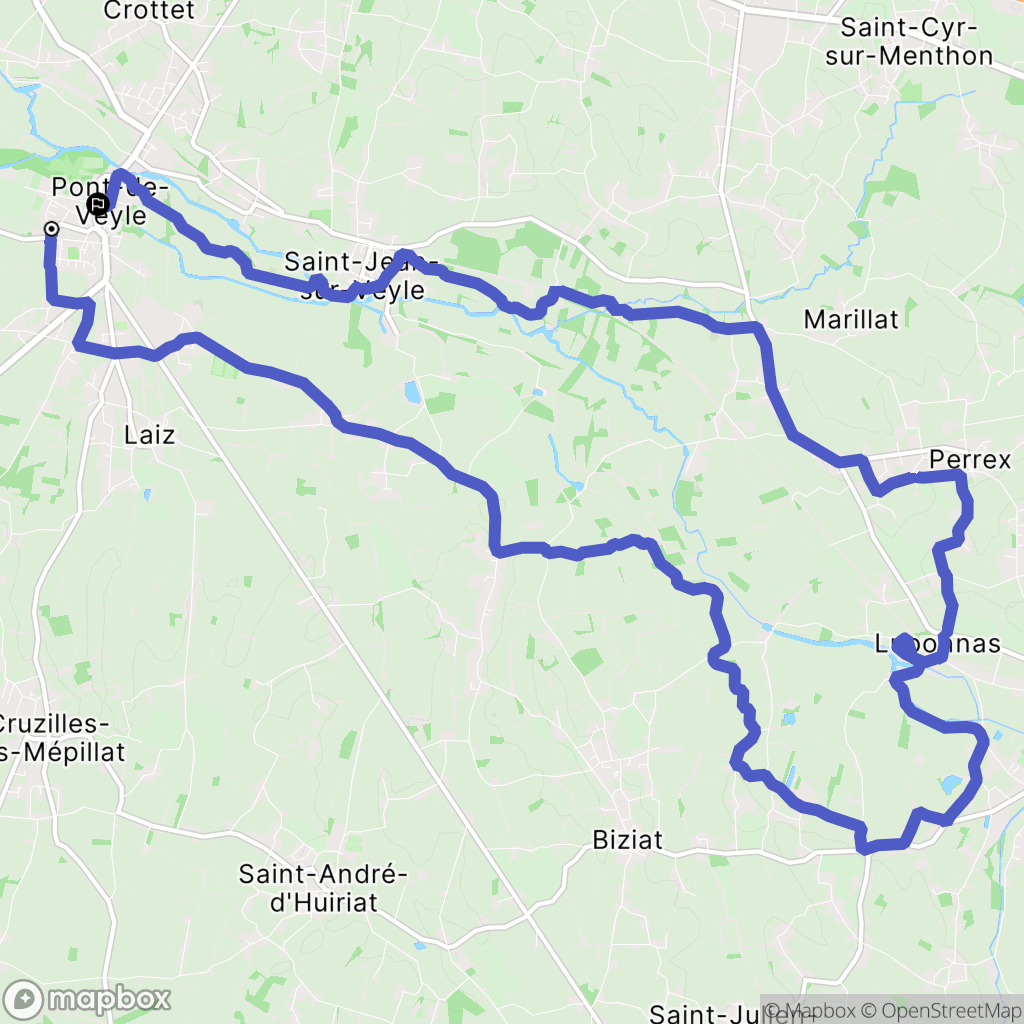Pont-de-Veyle : carte du parcours de randonnée - France