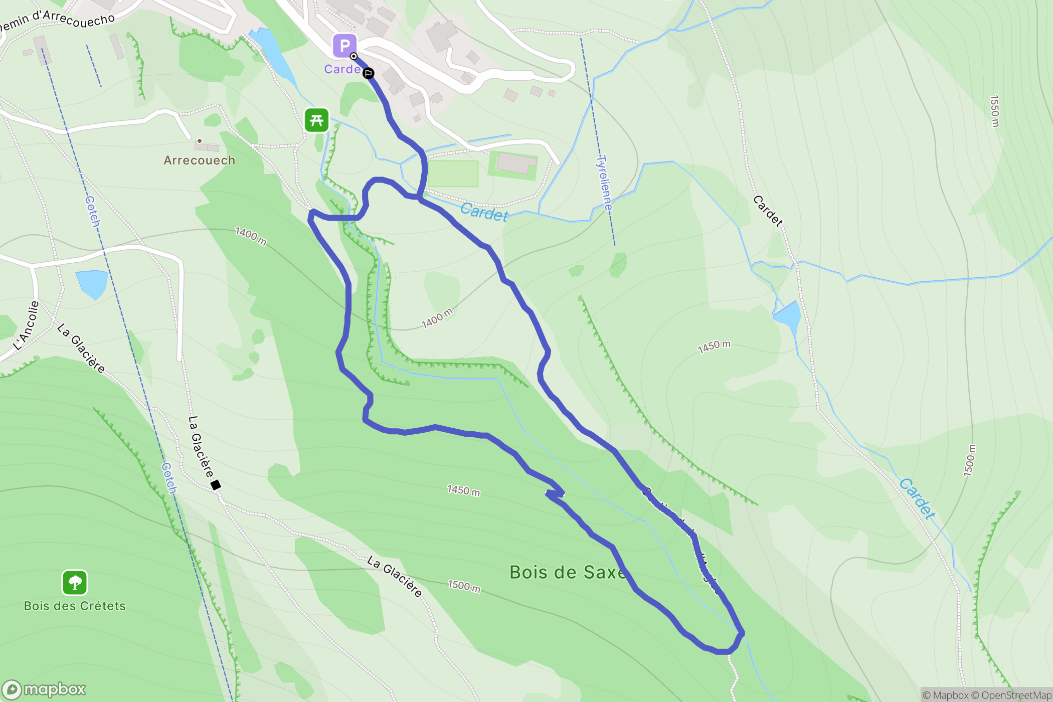 Eaux-Bonnes : carte du parcours de randonnée - France